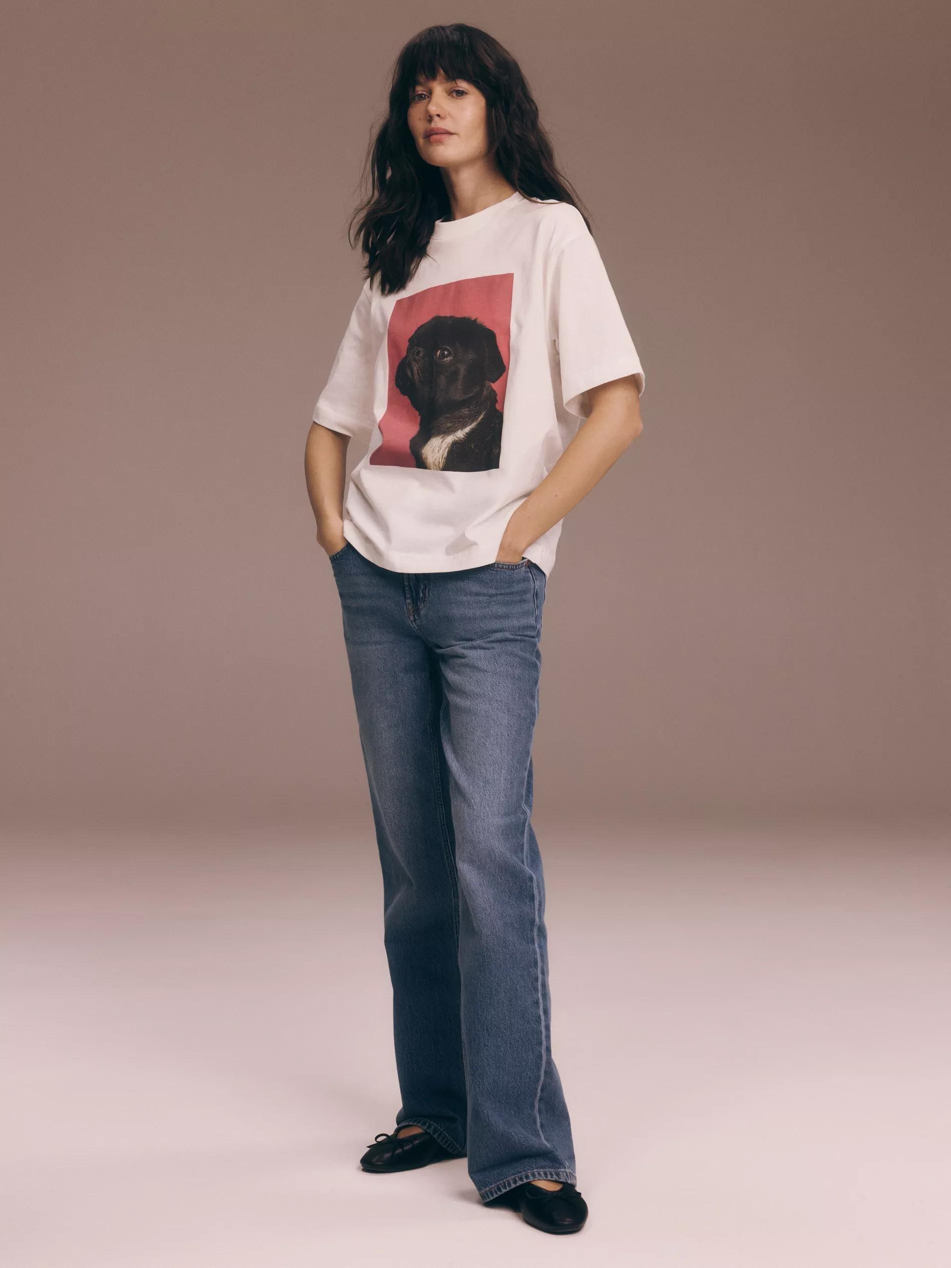 White Oversized T-Shirt With Print, , large image number 2