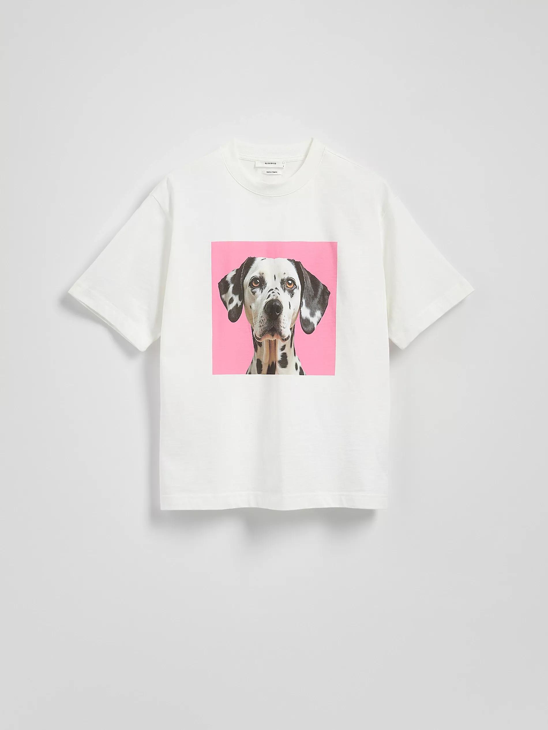 Cream Oversized T-Shirt With Print, , medium