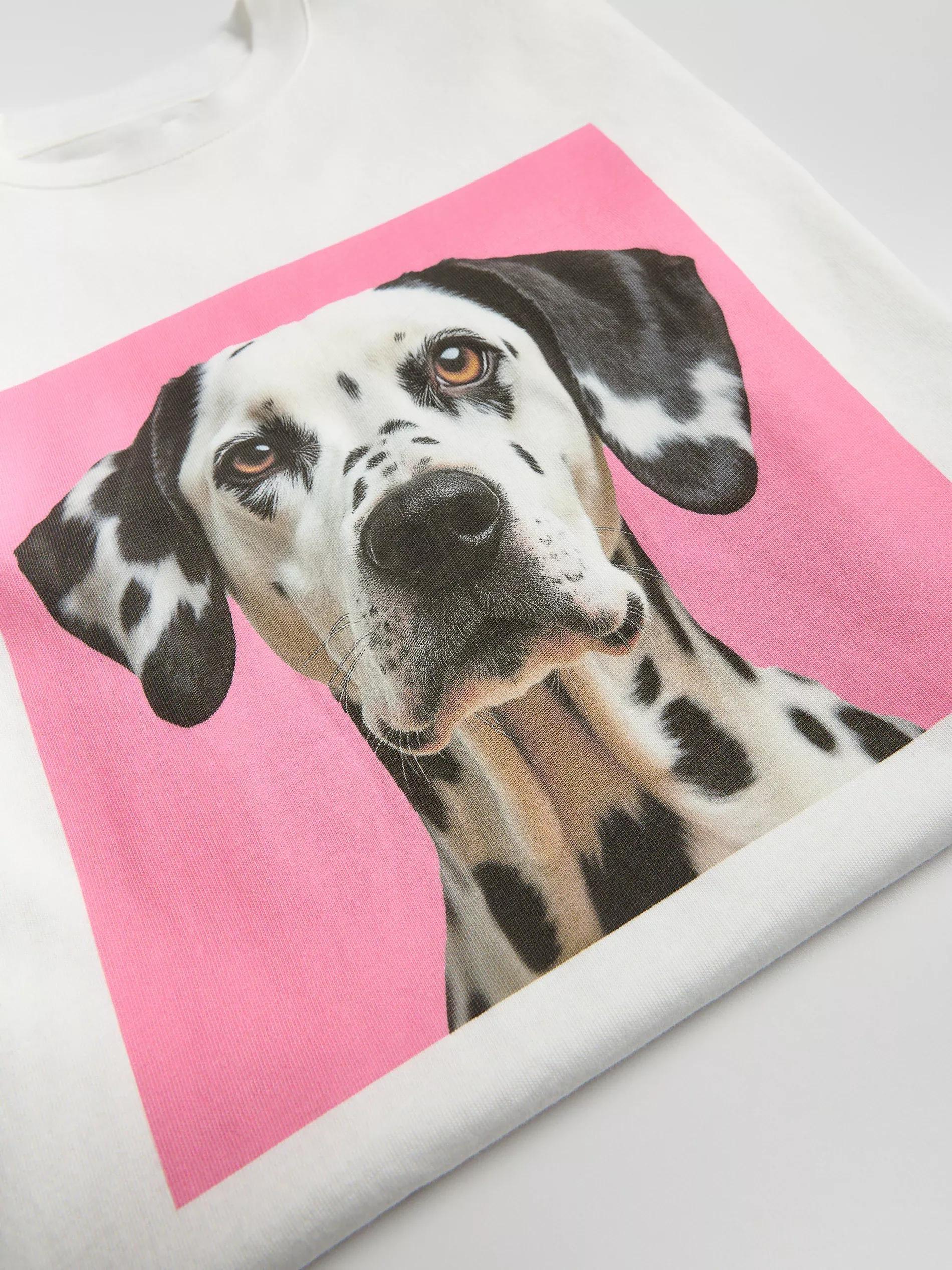 Cream Oversized T-Shirt With Print, , large image number 1