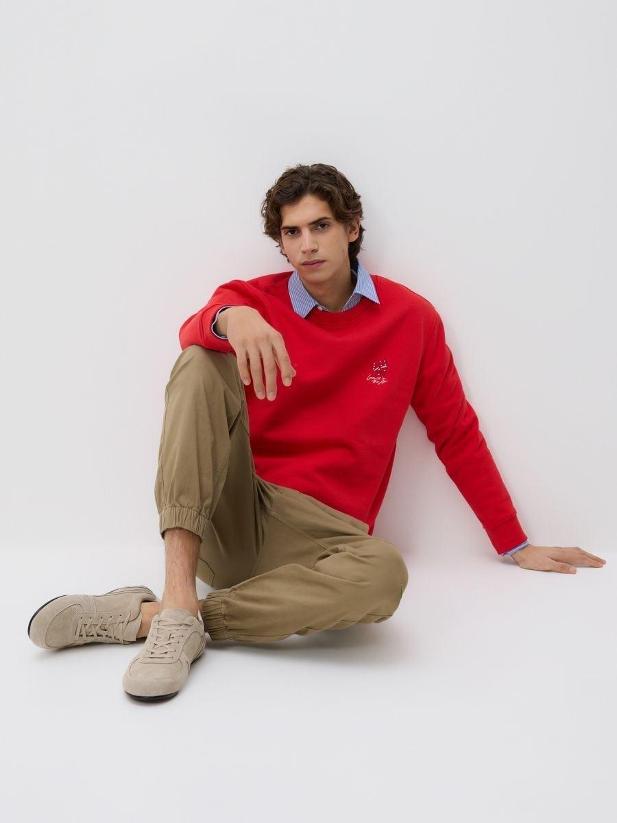 Red Regular Cotton Sweatshirt, Red, large image number 0