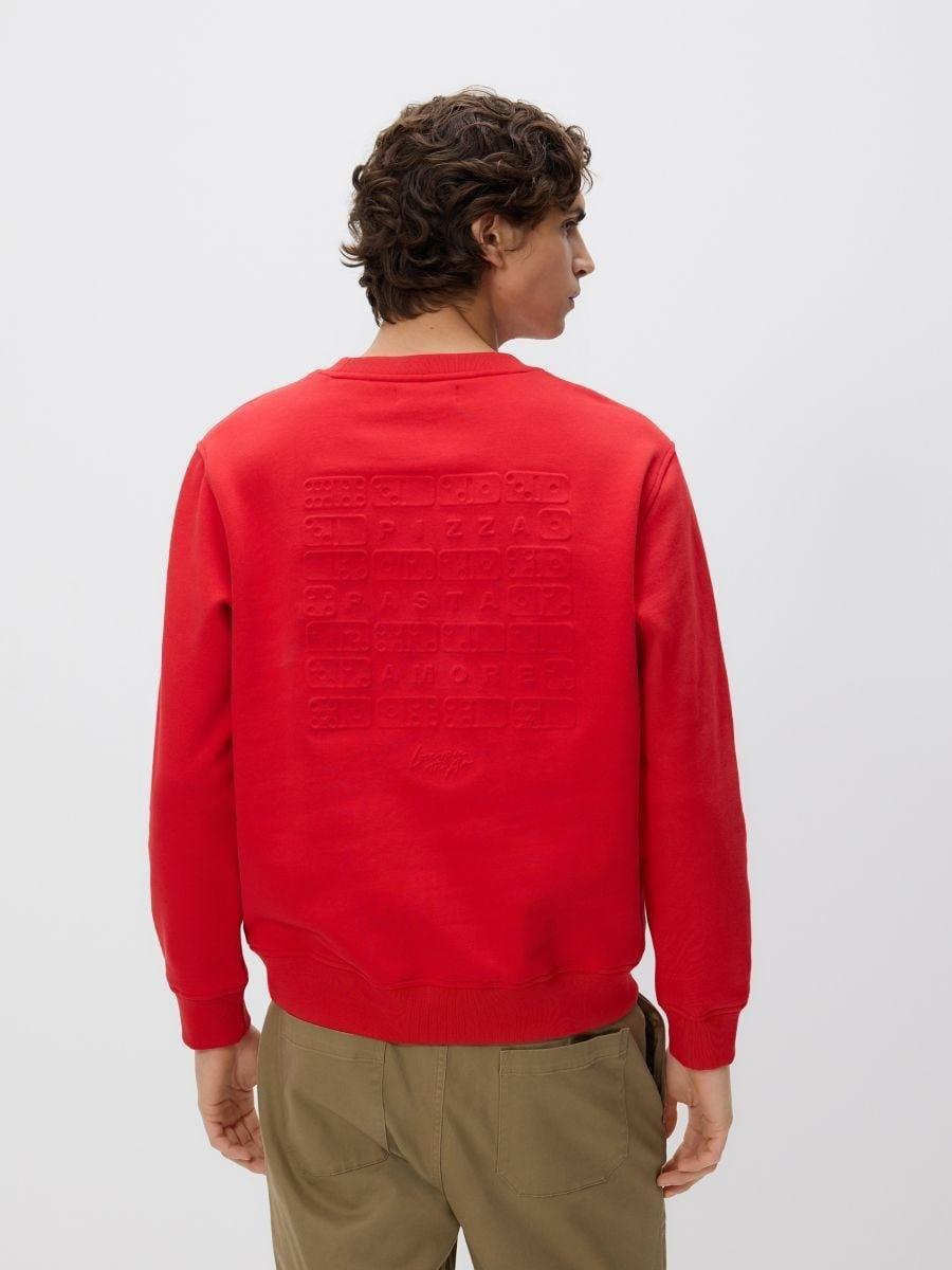 Red Regular Cotton Sweatshirt, Red, medium