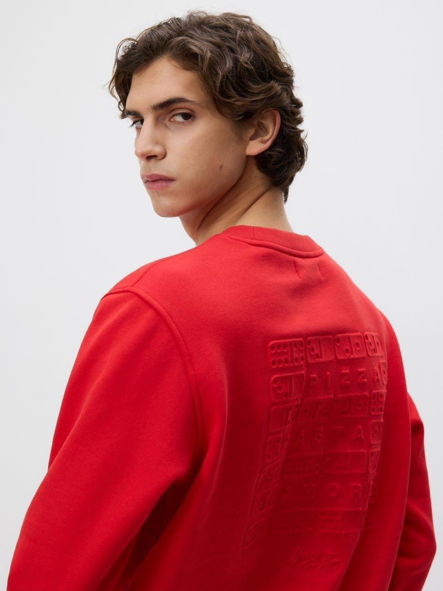 Red Regular Cotton Sweatshirt, Red, medium