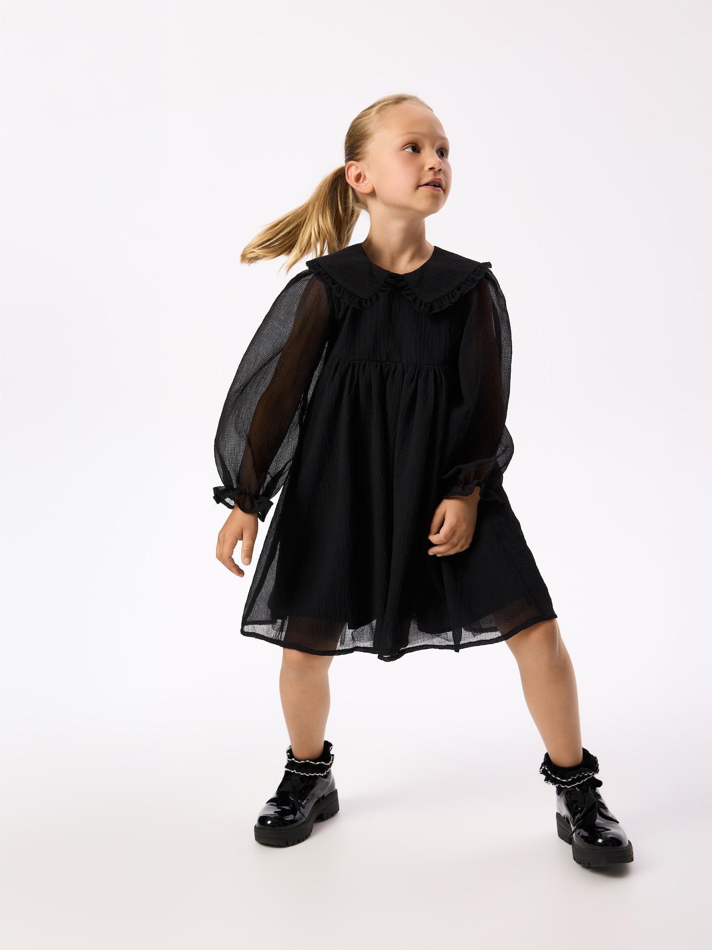 Black Collar Dress, Black, medium