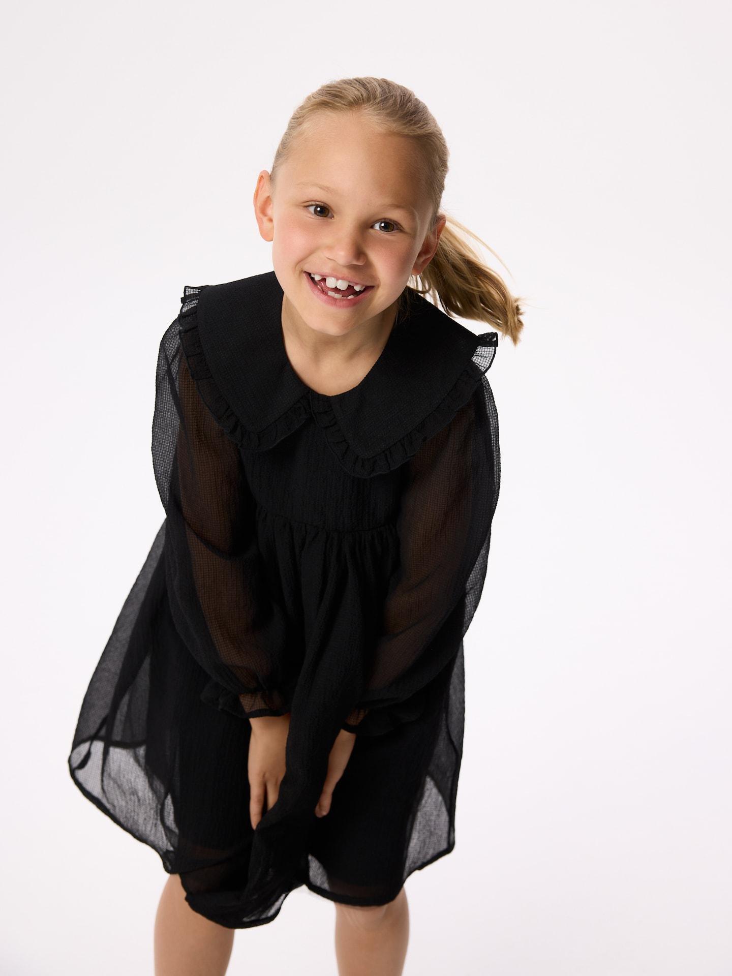 Black Collar Dress, Black, large image number 1