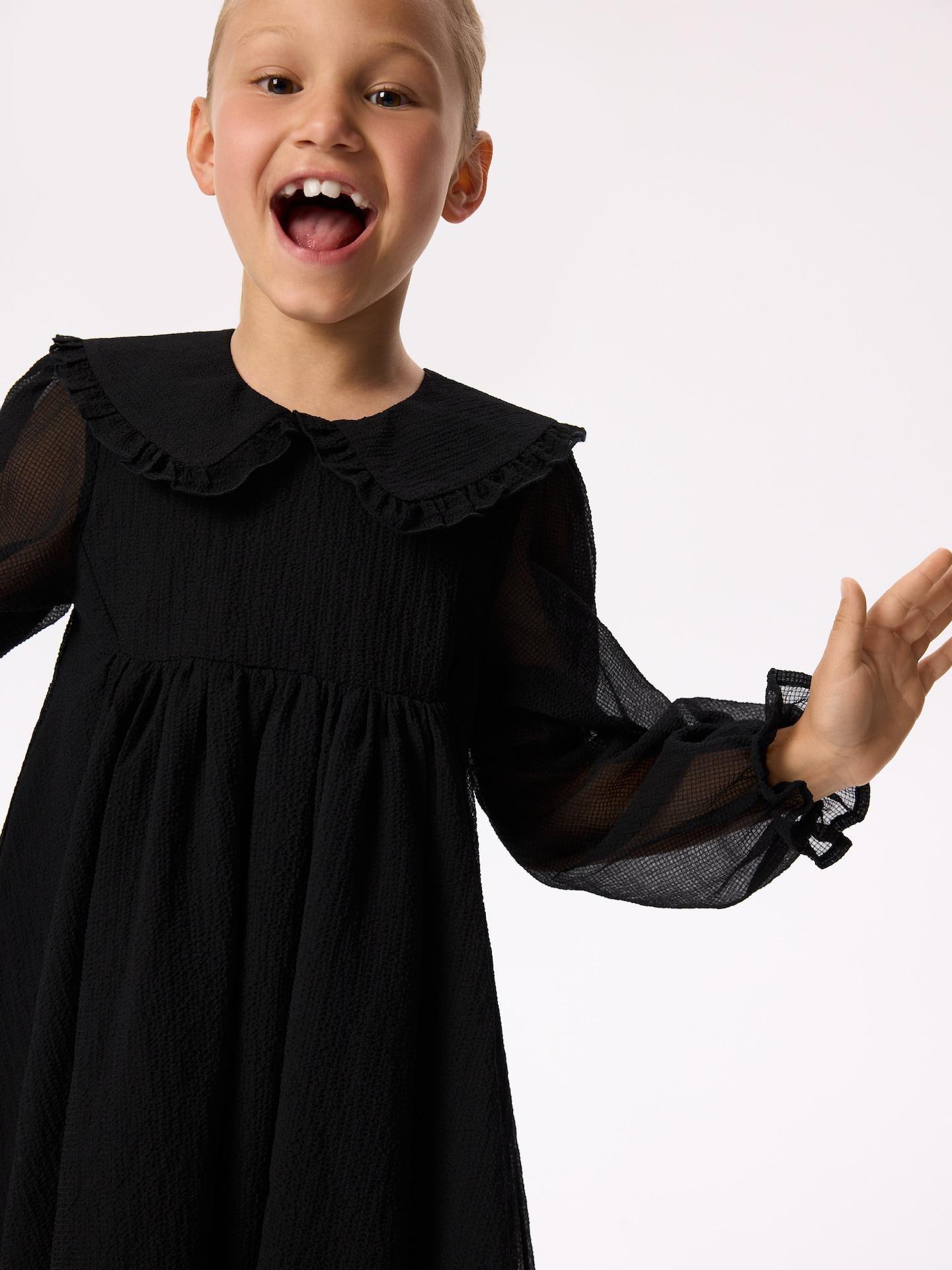 Black Collar Dress, Black, medium