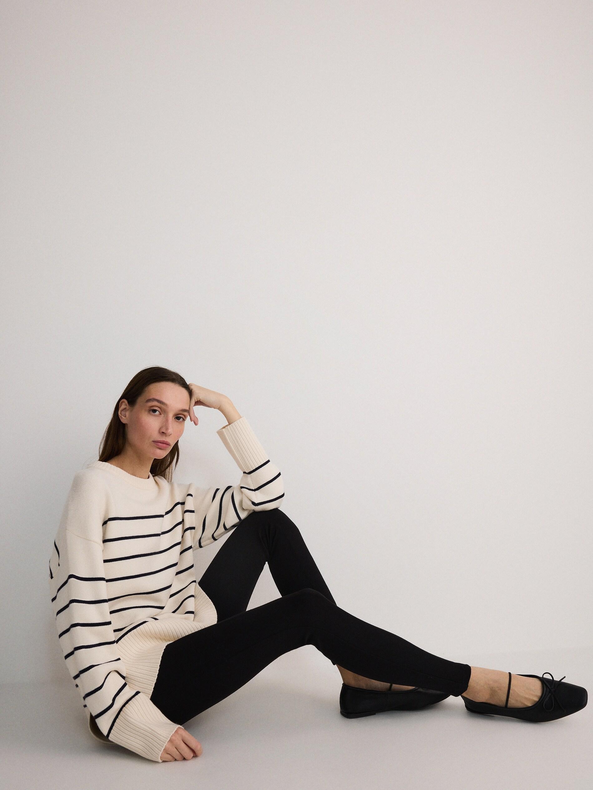 Black Stitched Leggings, Black, large image number 0