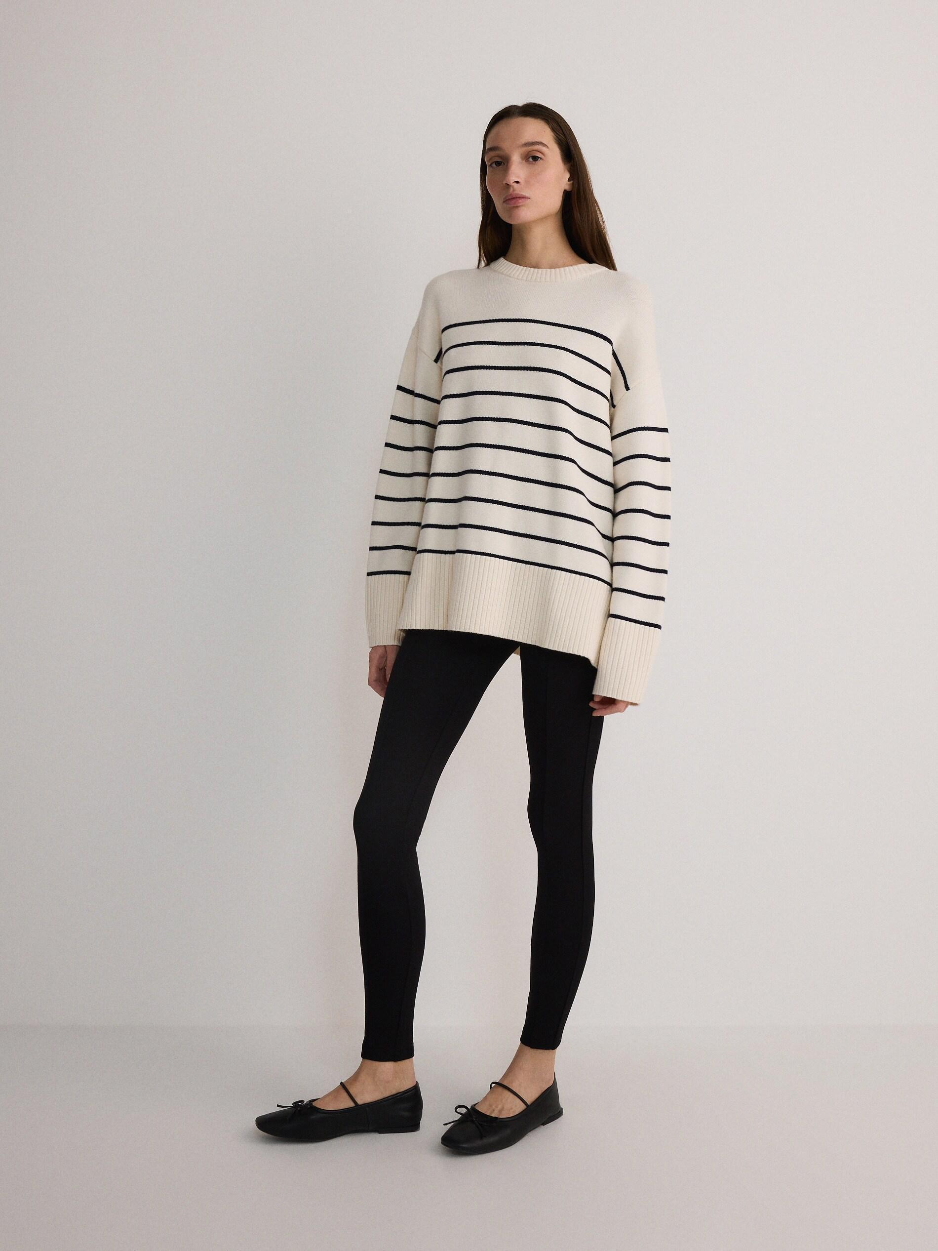 Black Stitched Leggings, Black, large image number 1