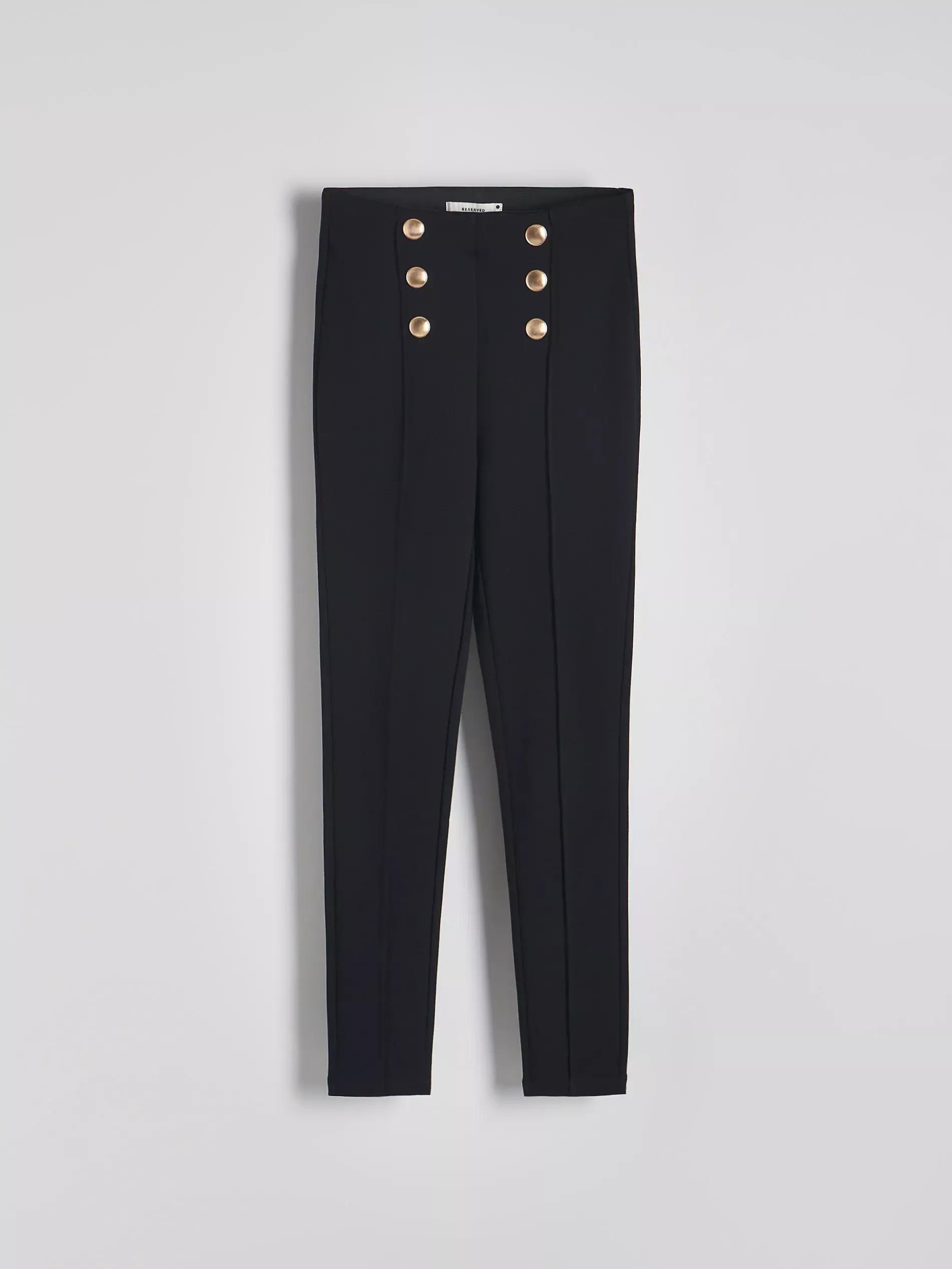 Black Leggings With Decorative Buttons, , large image number 2