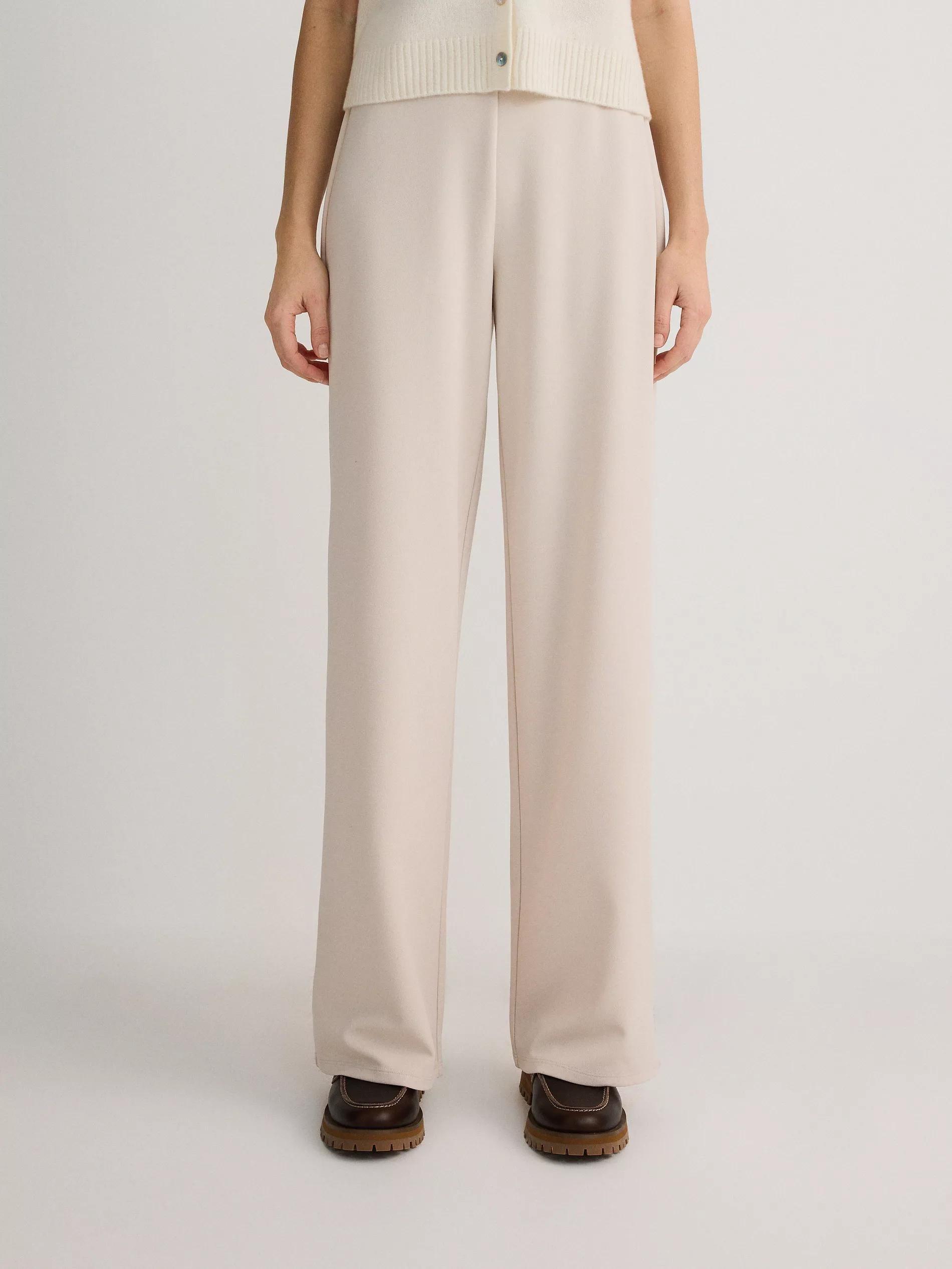 Beige Wide Leg Trousers, Beige, medium