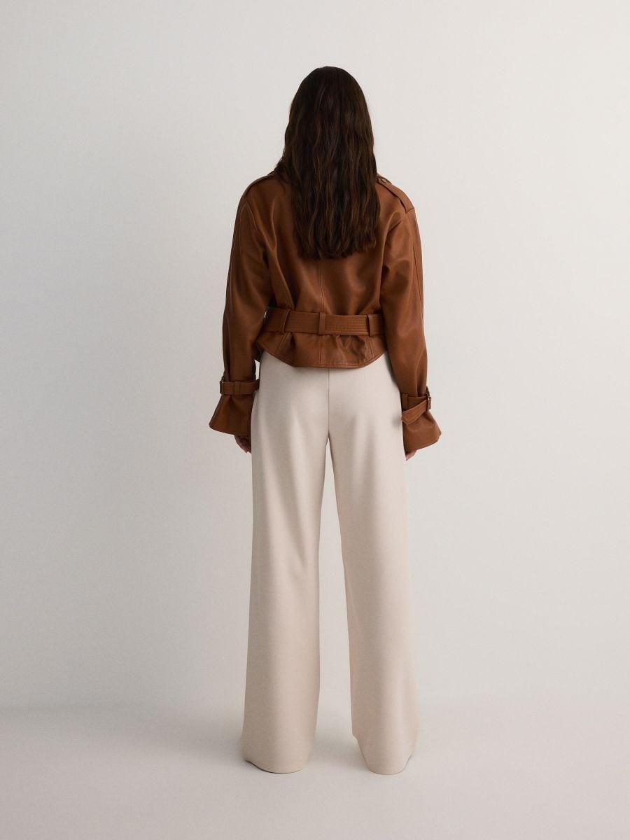 Beige Wide Leg Trousers, , large image number 2