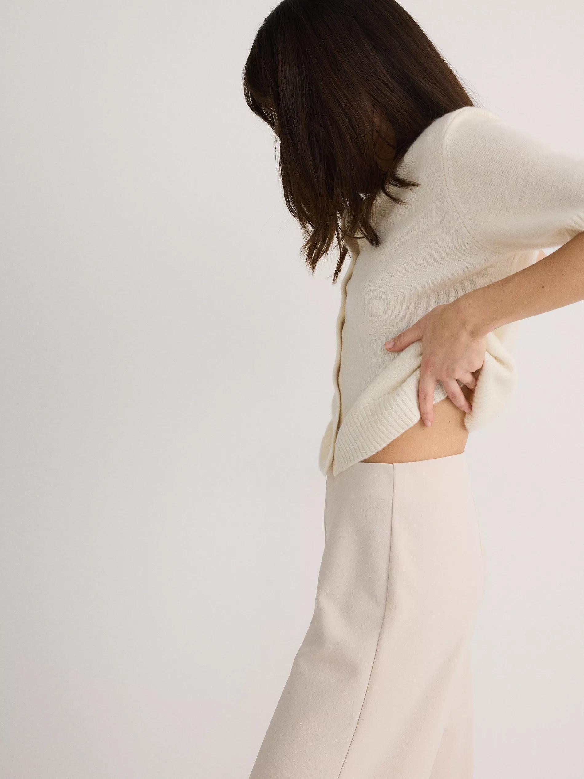 Beige Wide Leg Trousers, Beige, large image number 4