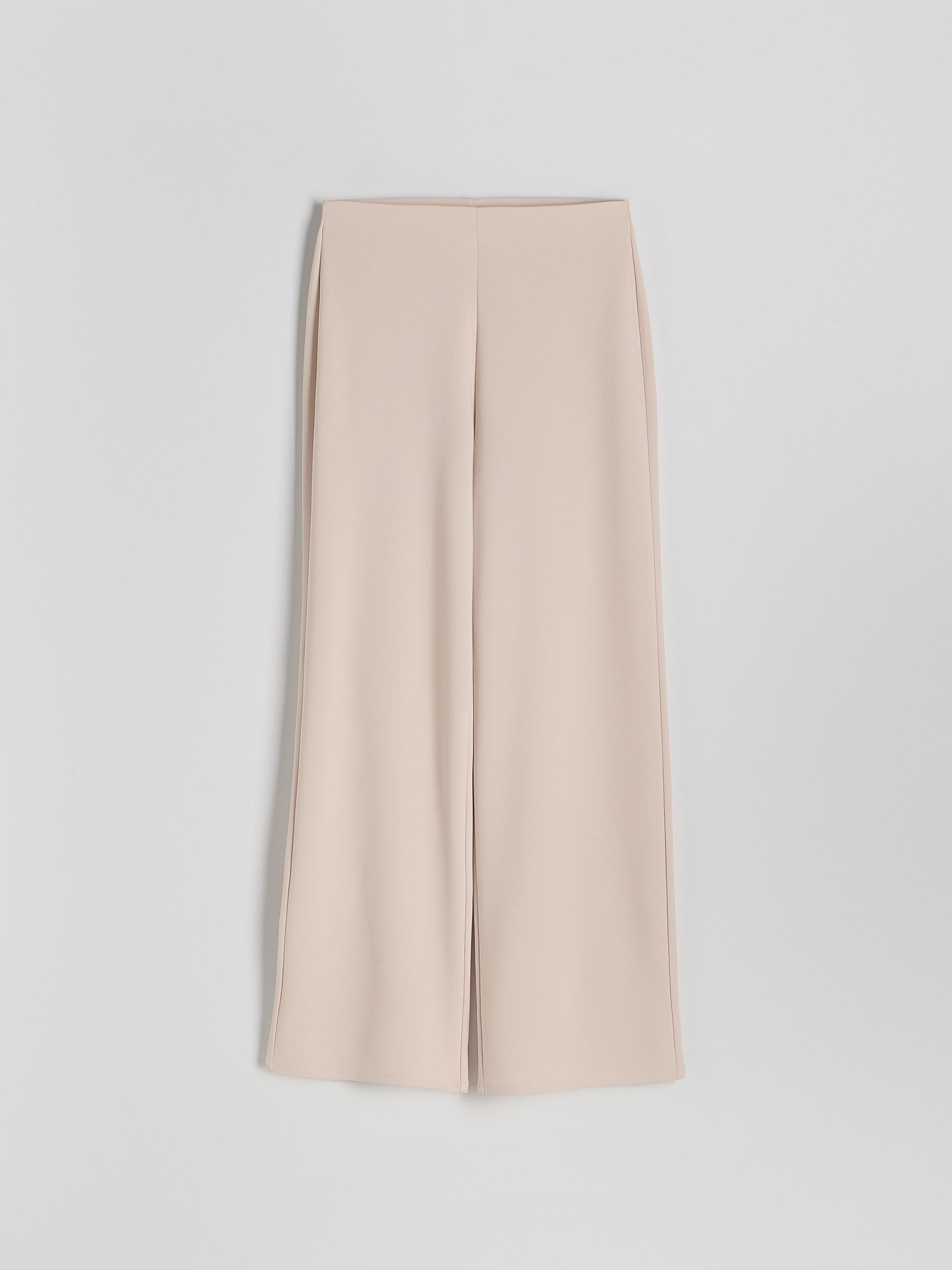 Beige Wide Leg Trousers, Beige, large image number 5