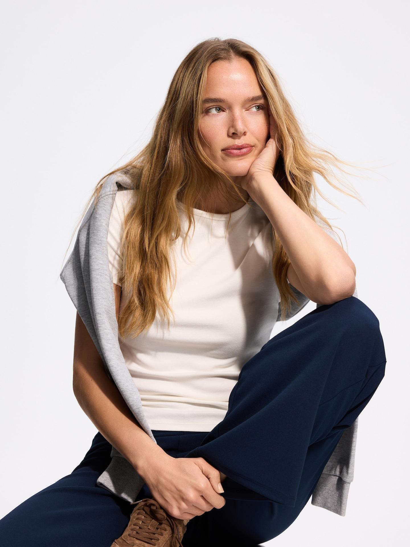 Blue Wide Leg Trousers, Navy, medium