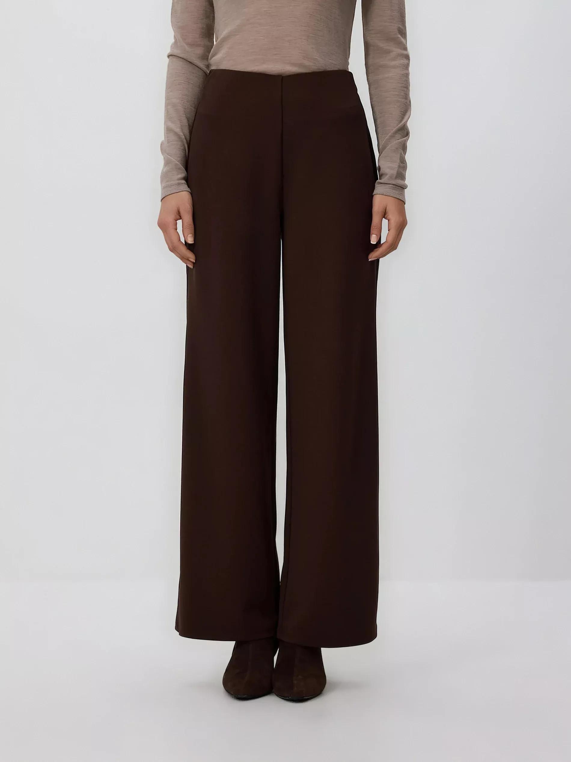 Brown Wide Leg Trousers, Brown, large image number 0