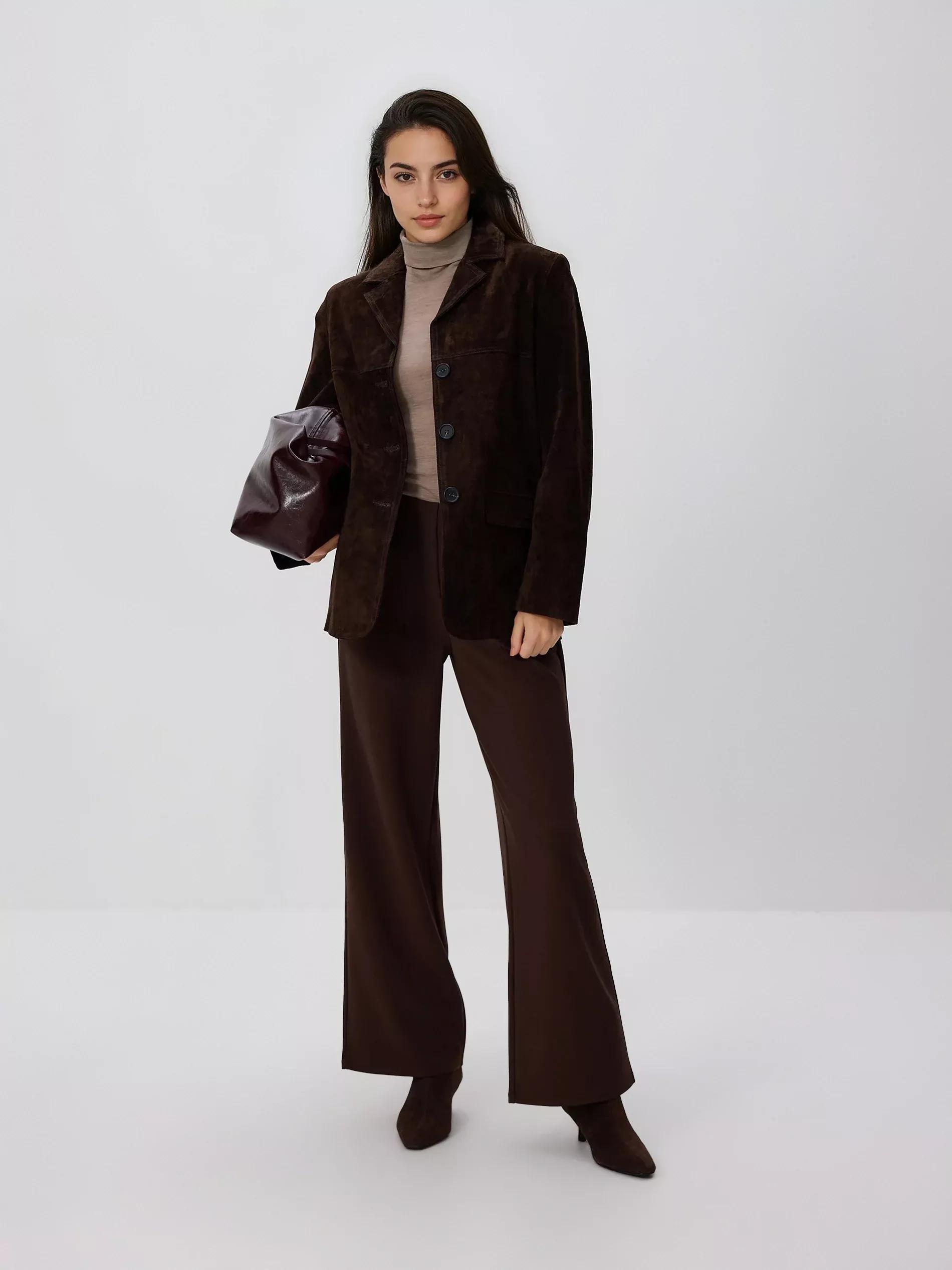 Brown Wide Leg Trousers, Brown, large image number 1