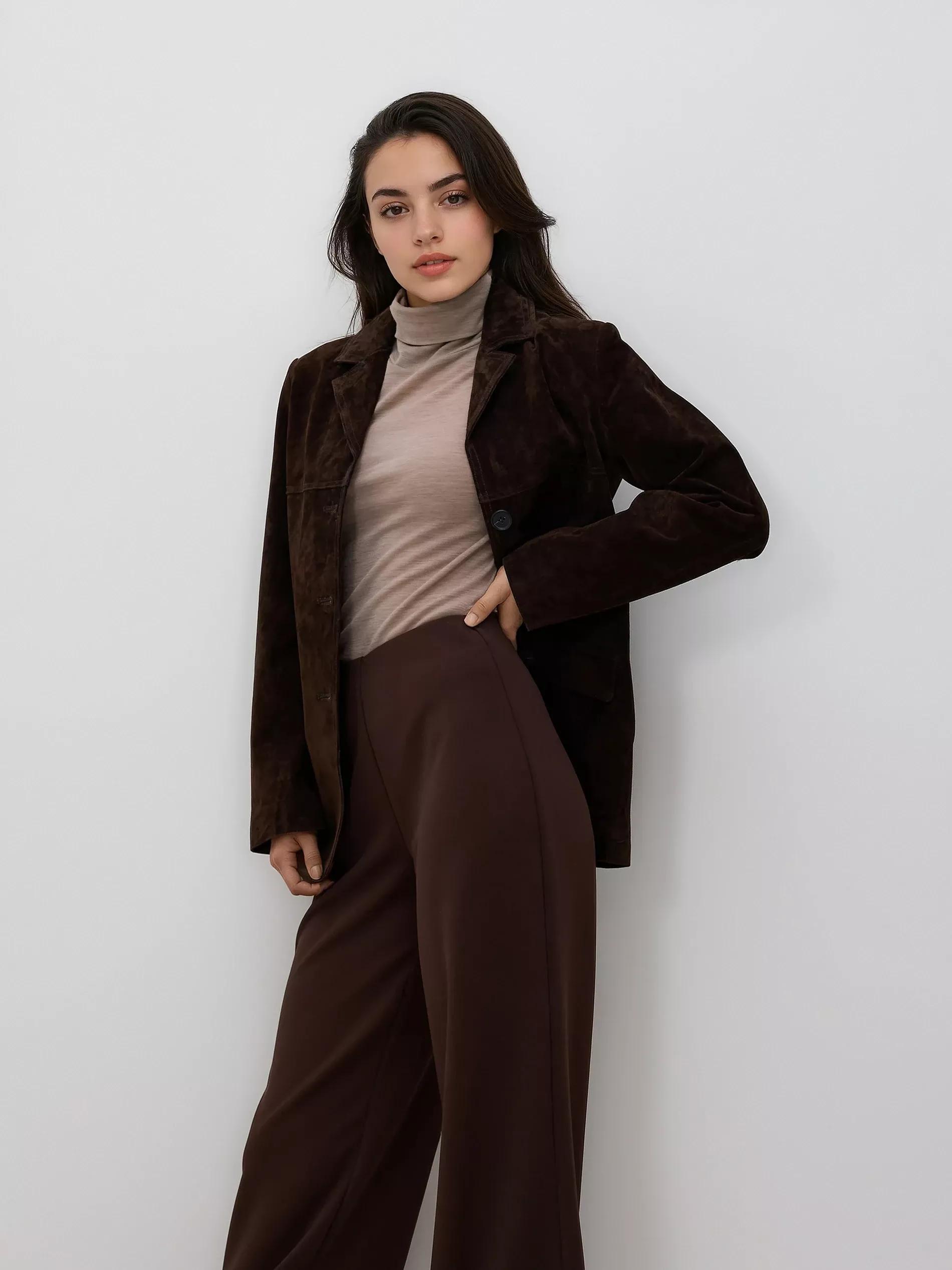 Brown Wide Leg Trousers, Brown, large image number 2