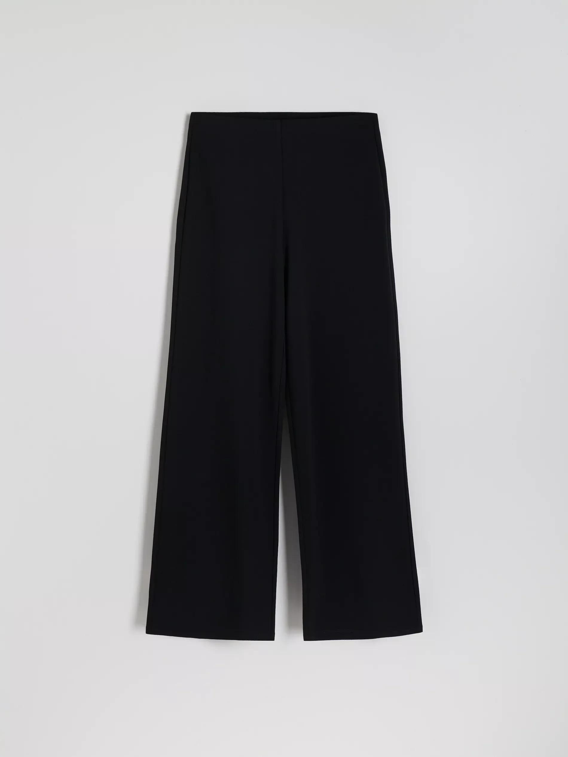 Black Wide Leg Trousers, Black, medium