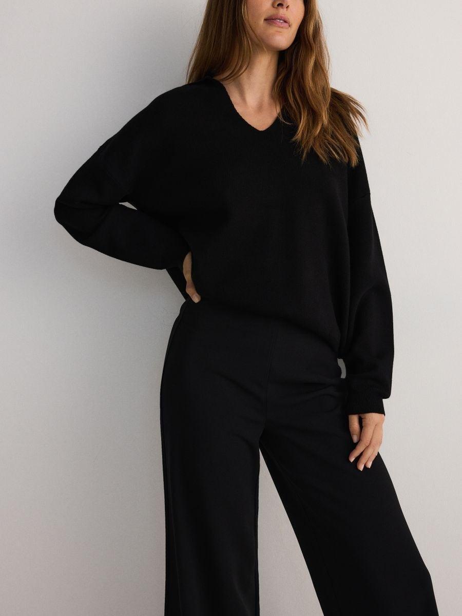 Black Wide Leg Trousers, , large image number 2