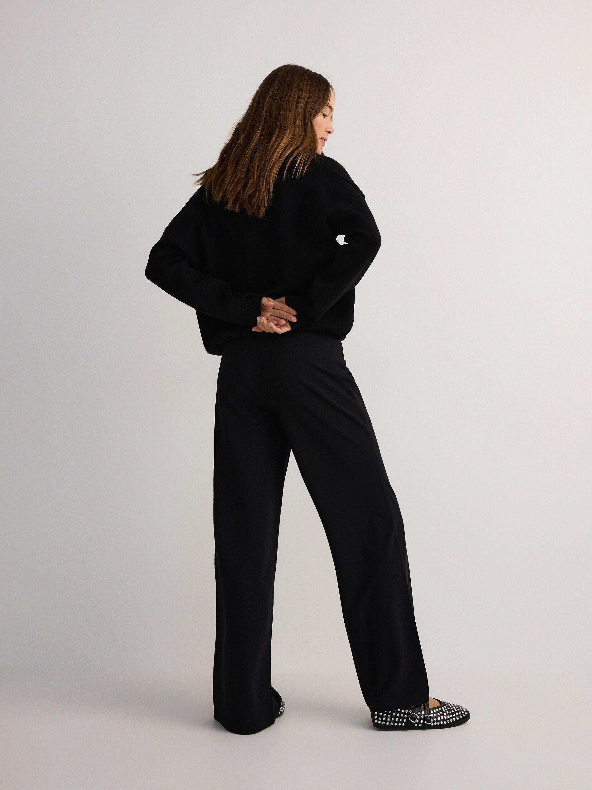 Black Wide Leg Trousers, Black, large image number 7