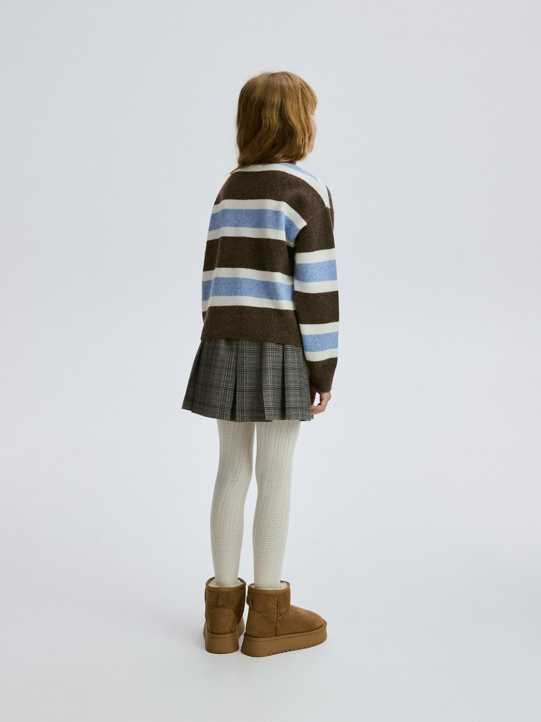 Multicolour Pleated Skirt With Shorts, Kids Girls, Multicolor, large image number 1