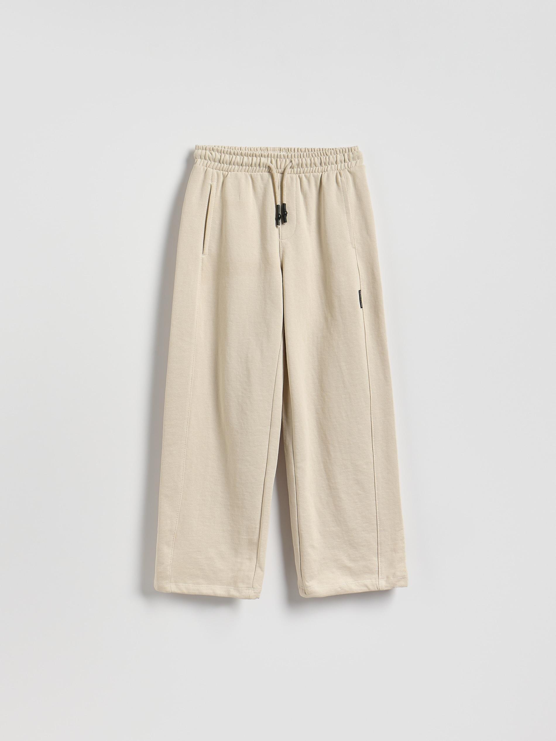 Beige Cotton Rich Wide Leg Trousers, Beige, large image number 0