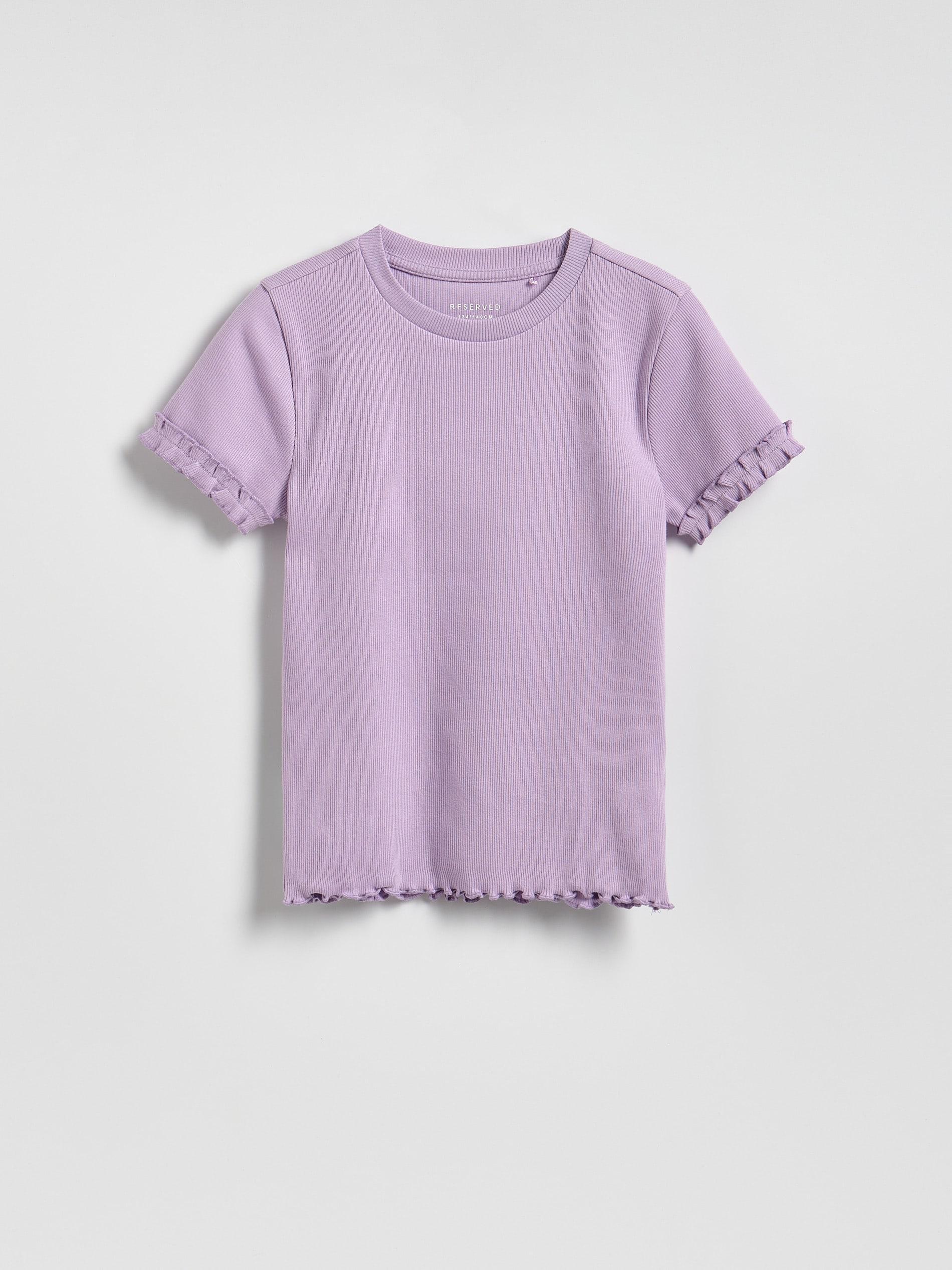 Purple Cotton T-Shirt With Ruffle Details, Purple, medium
