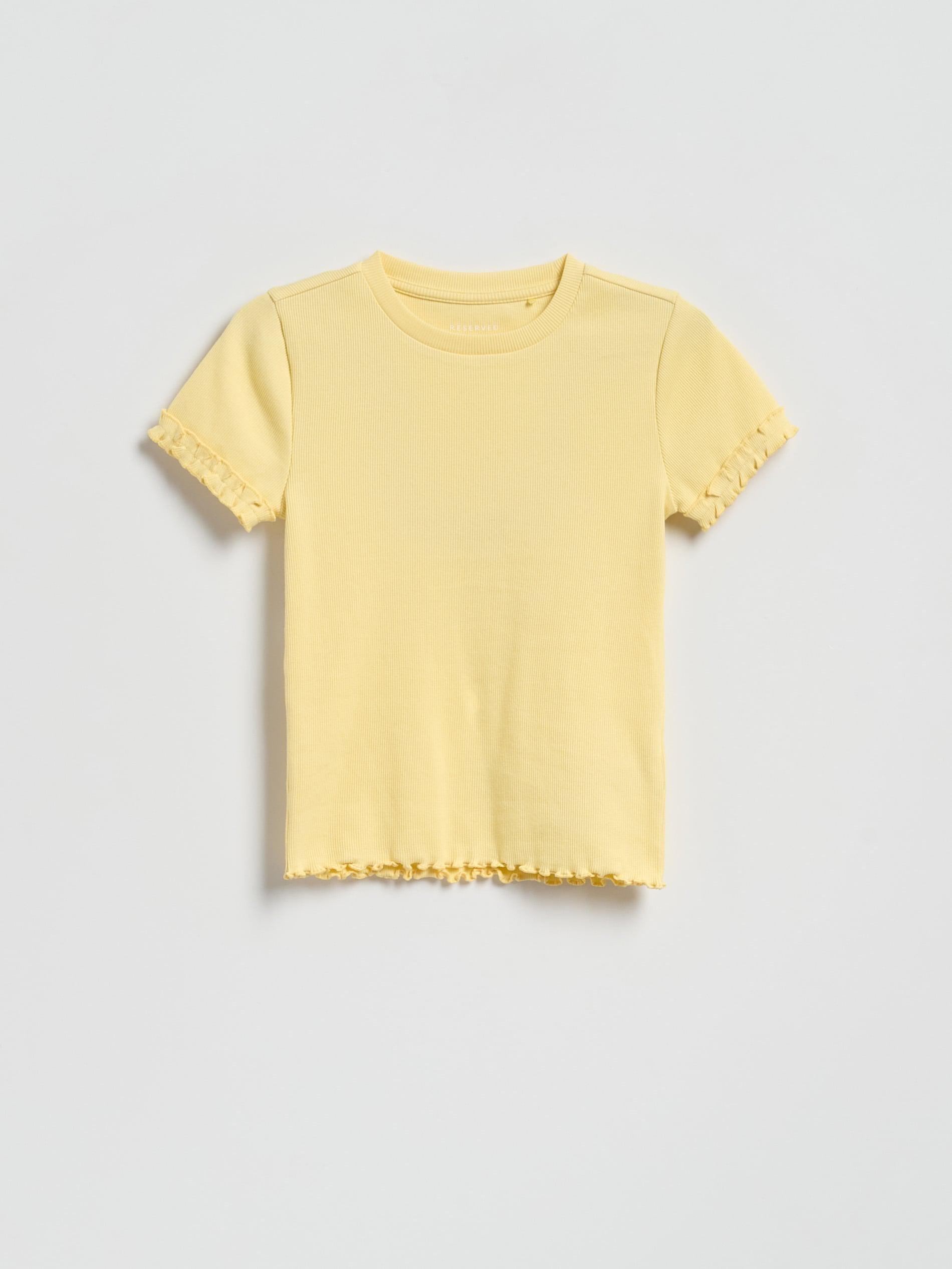 Yellow Cotton T-Shirt With Ruffle Details, Yellow, medium