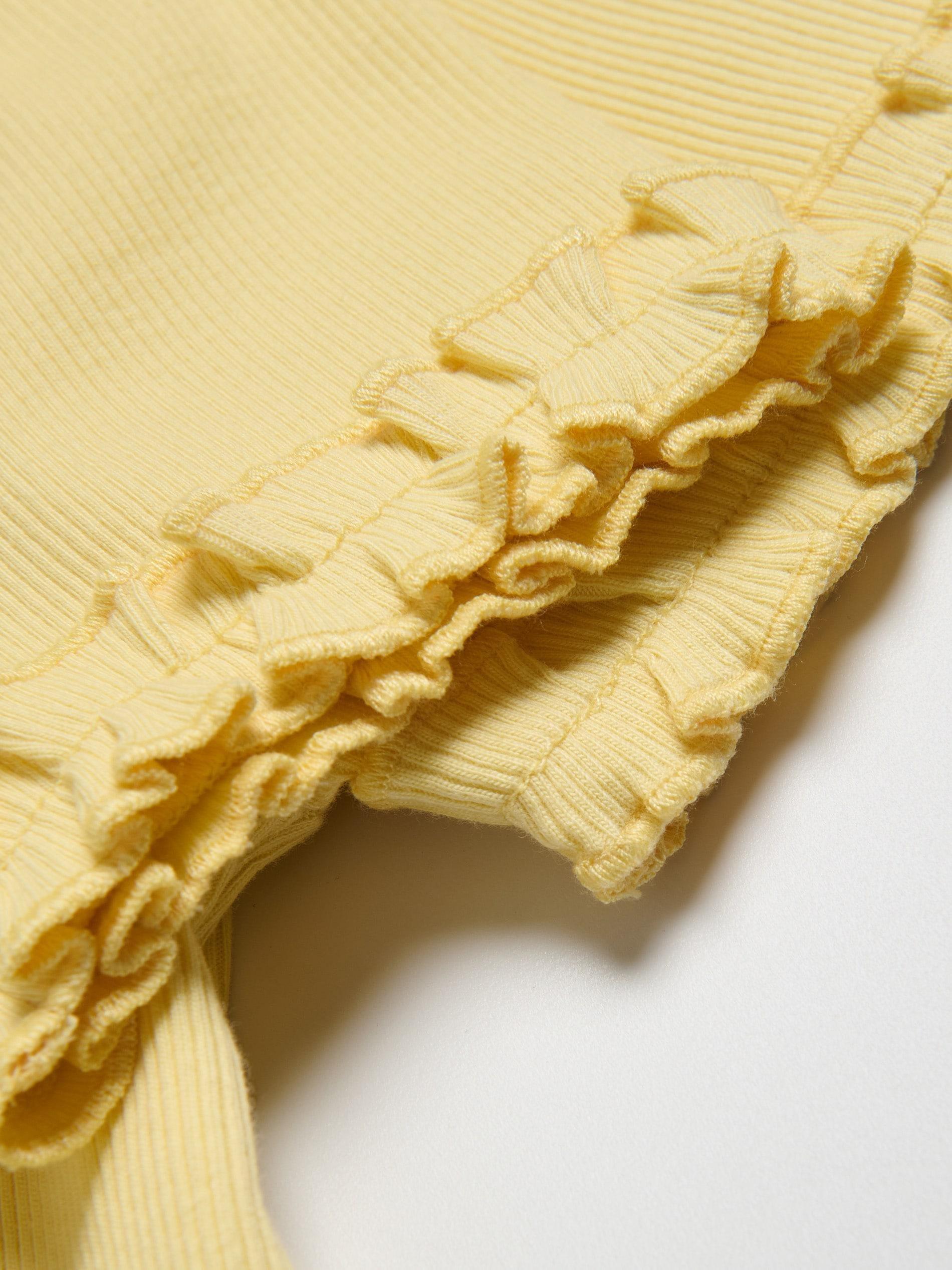 Yellow Cotton T-Shirt With Ruffle Details, Yellow, medium