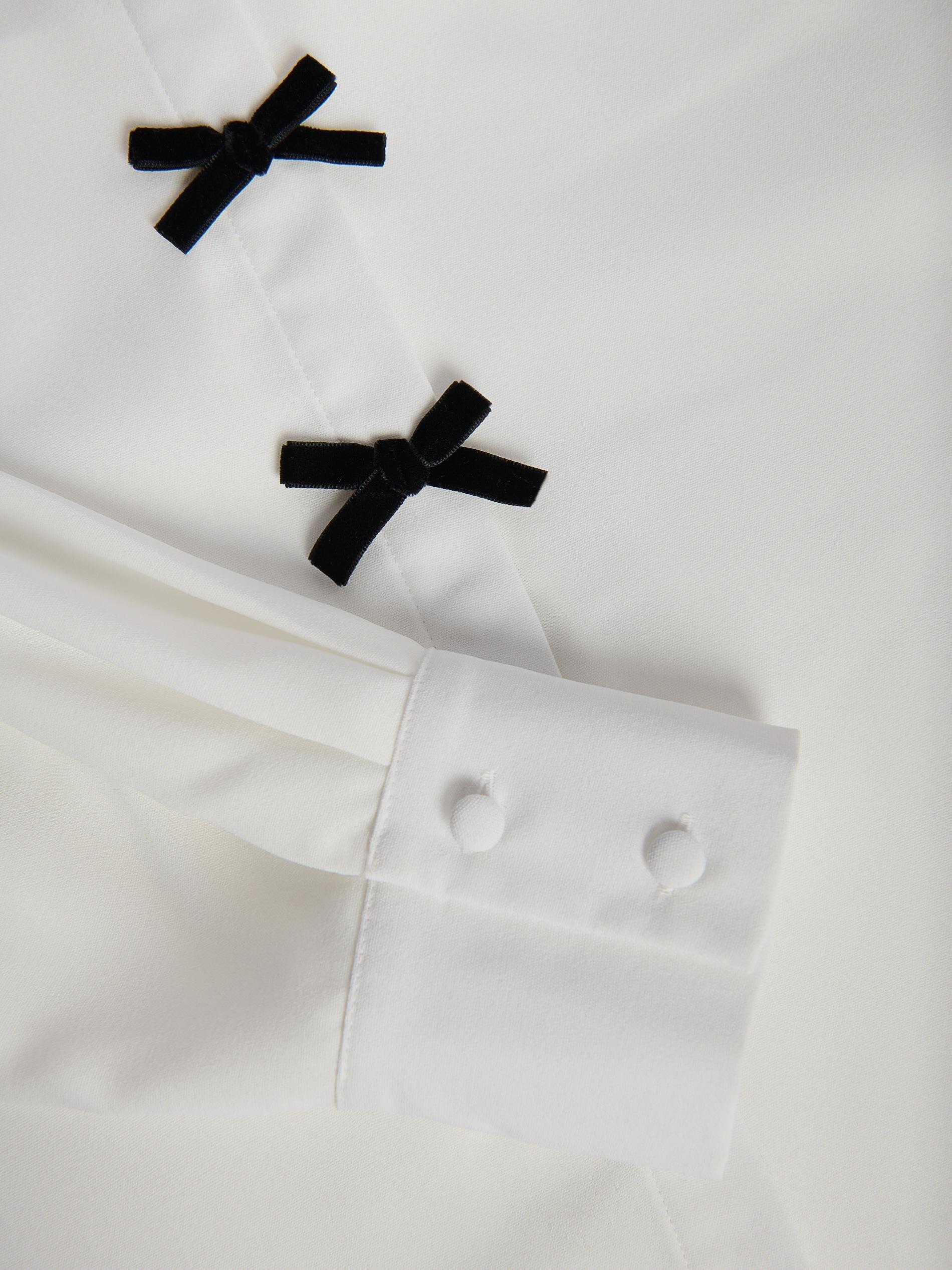 White Shirt With Bow Details, White, large image number 5