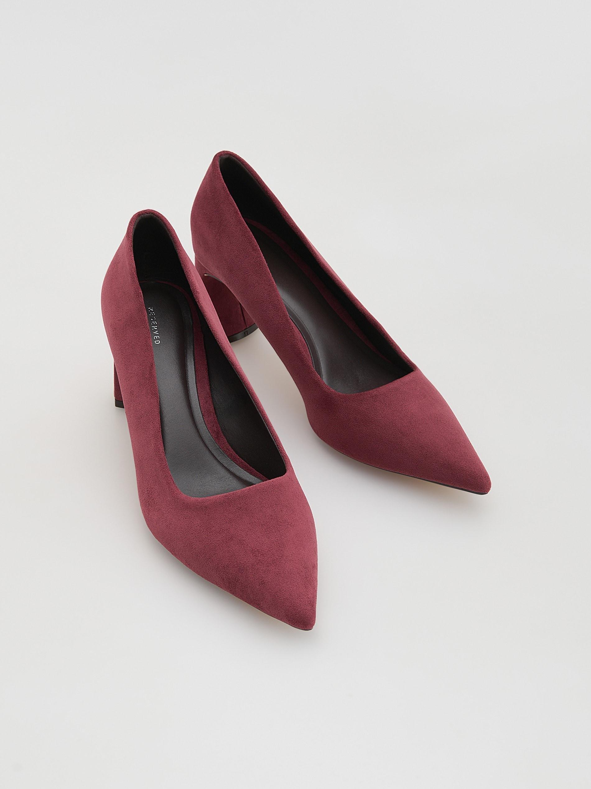 Orange Faux Suede Pumps, Orange, medium