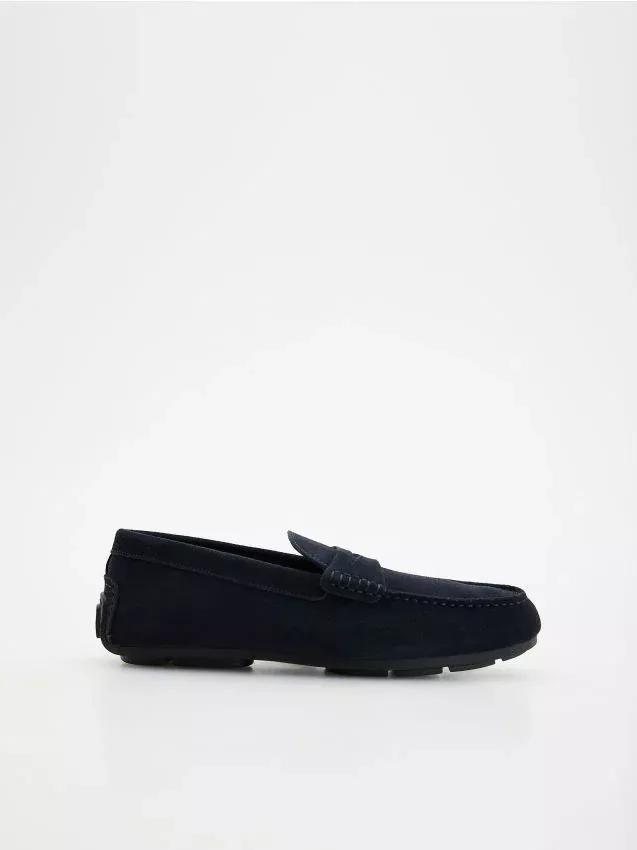 Navy Leather Loafers, , large image number 0