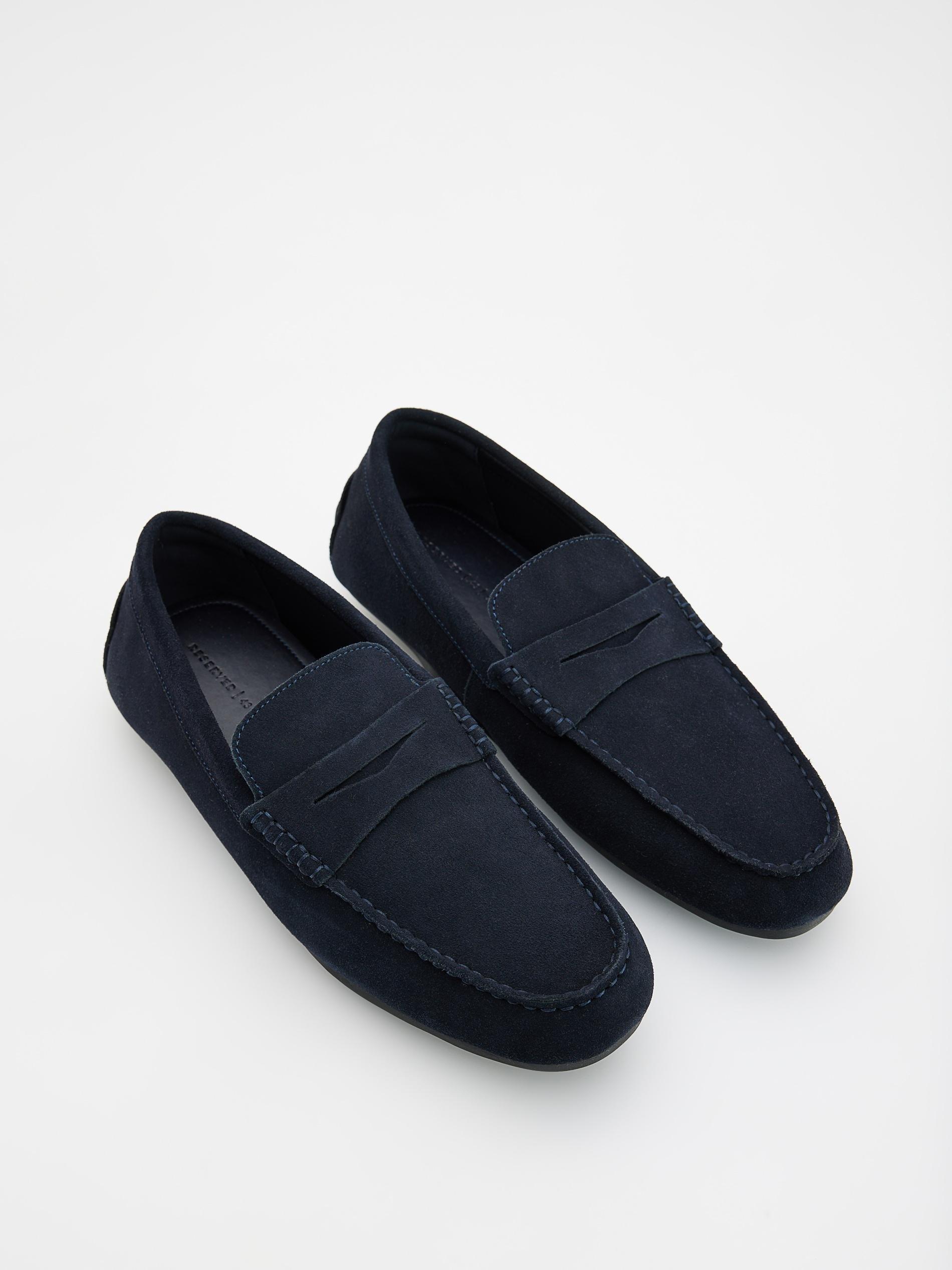 Navy Leather Loafers, , large image number 2