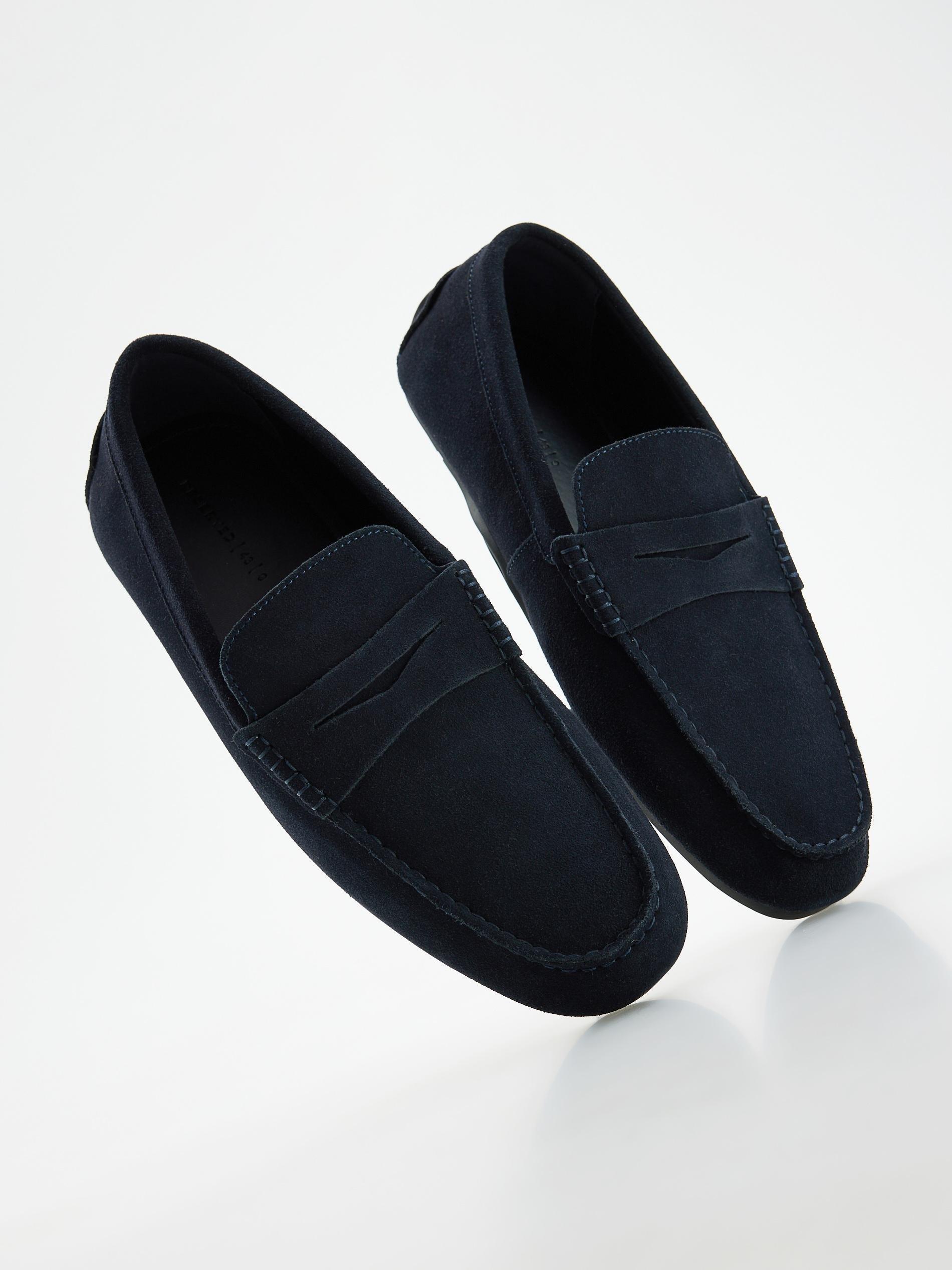 Navy Leather Loafers, , large image number 5