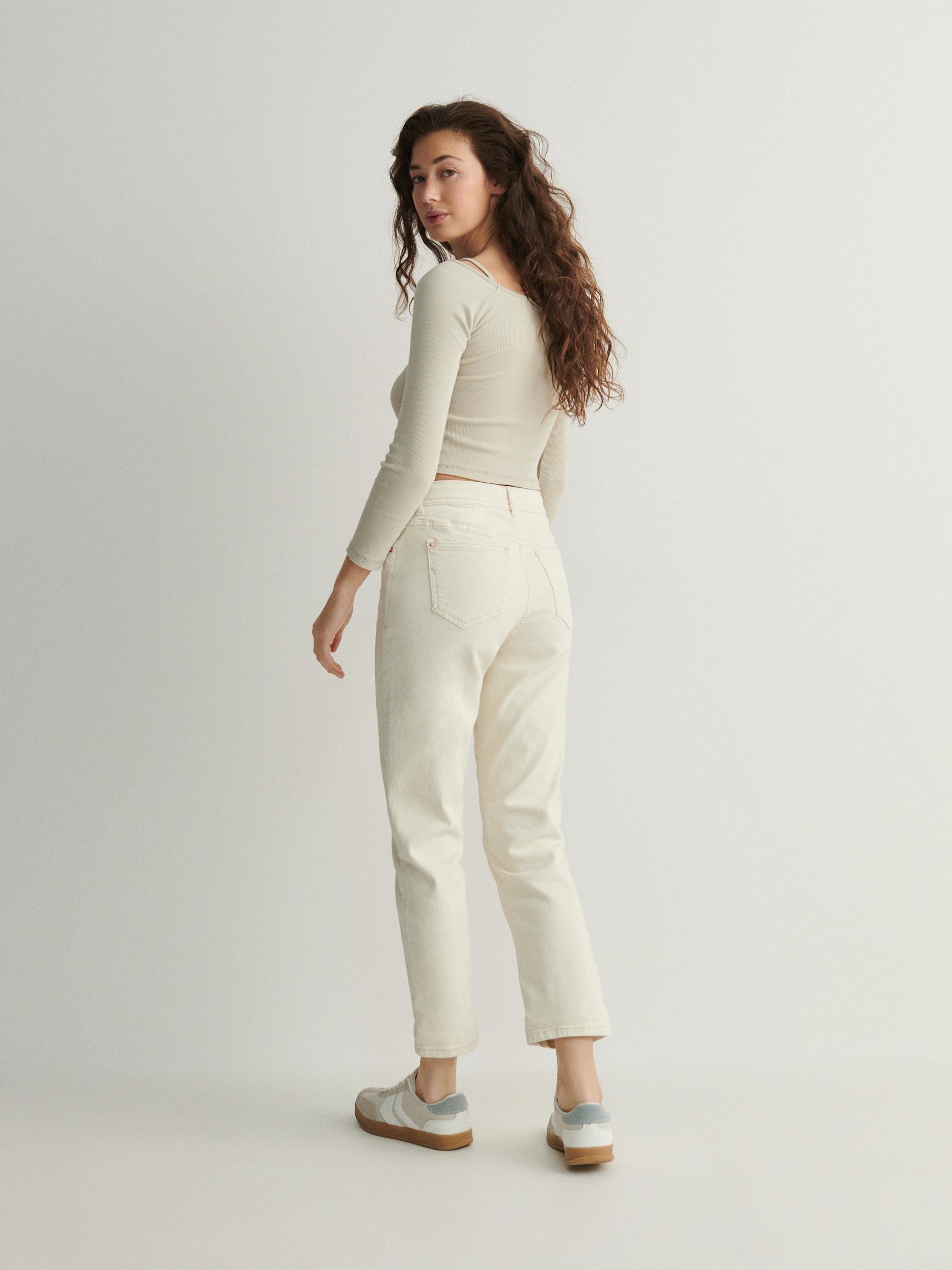 Cream Boyfriend Slim Jeans, , large image number 4