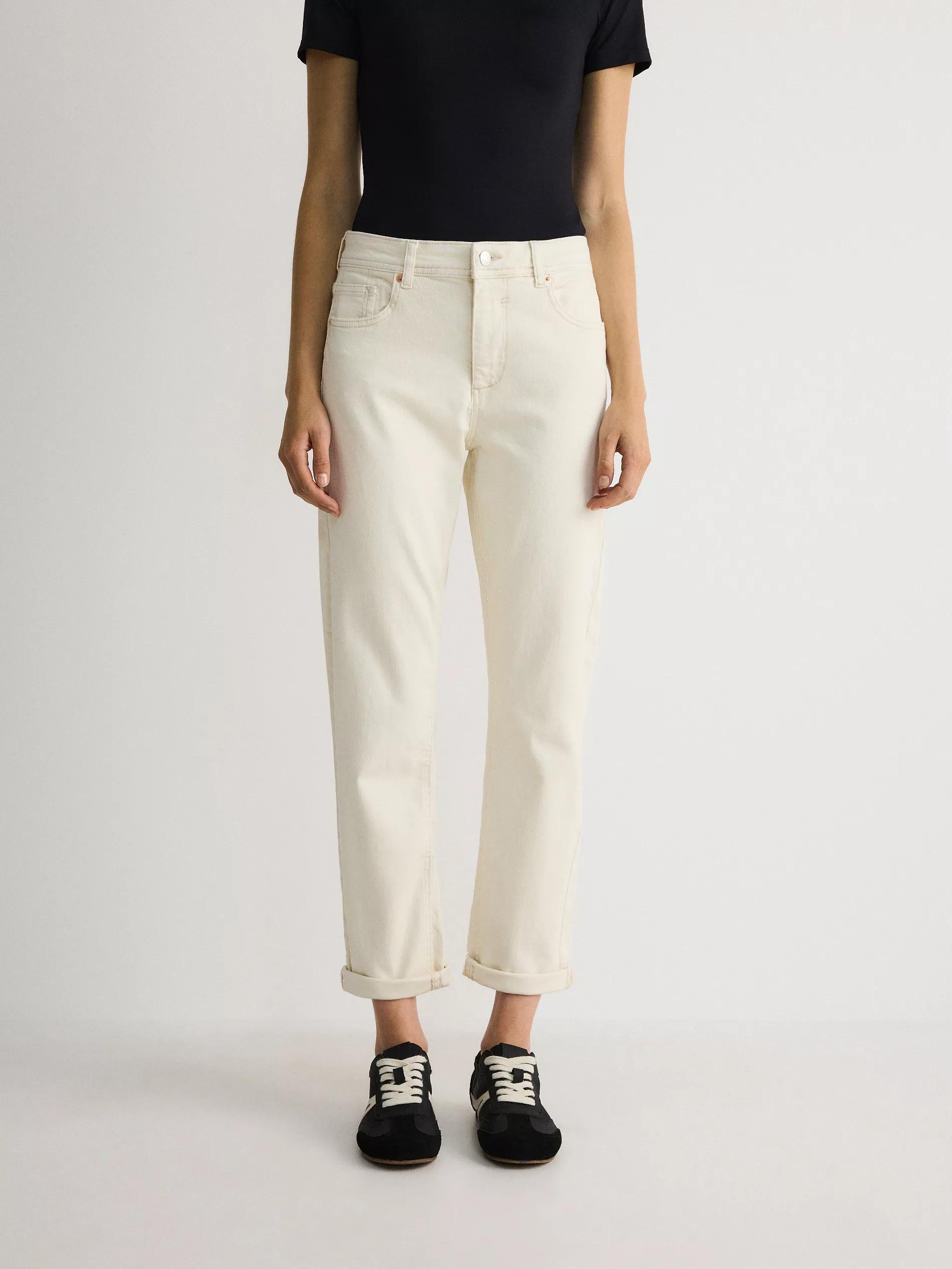 Cream Boyfriend Slim Jeans, , large image number 5