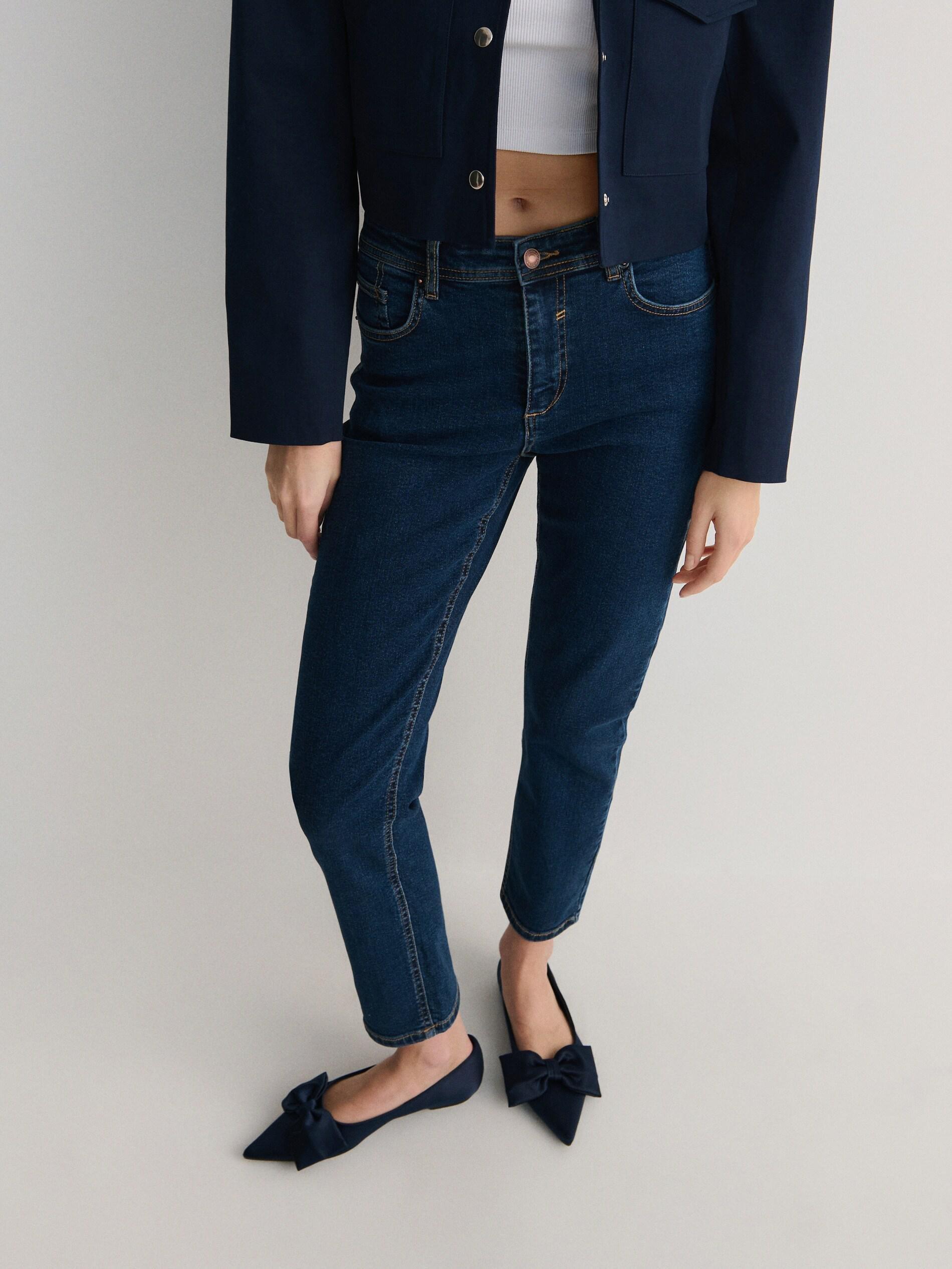 Navy Boyfriend Slim Jeans, Navy, large image number 6