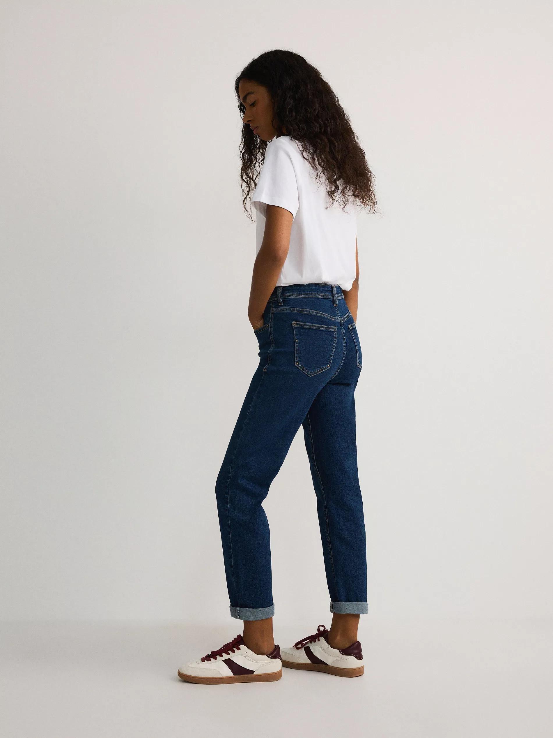 Navy Boyfriend Slim Jeans, Navy, large image number 7