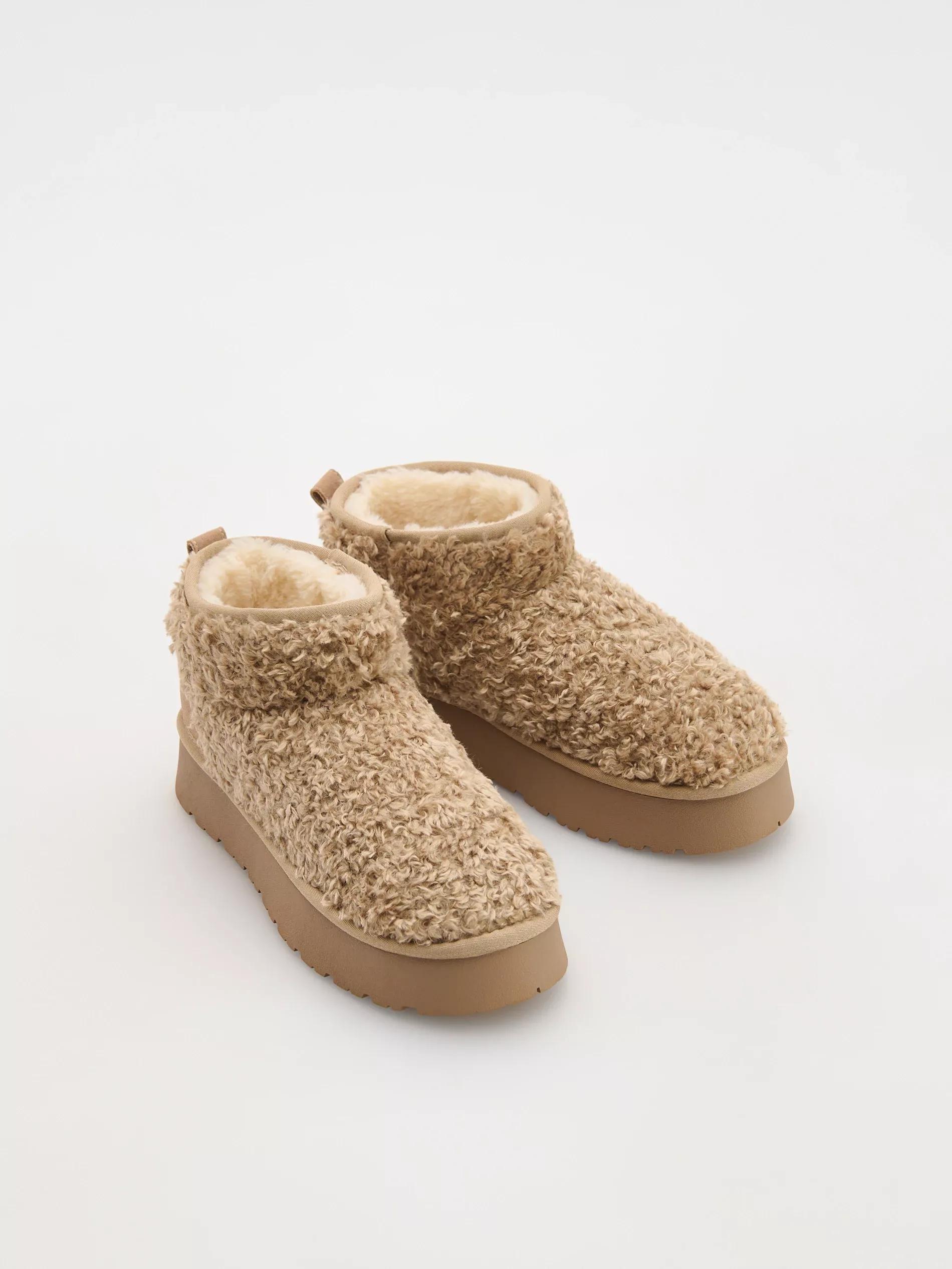Beige Faux Shearling Snow Boots, , large image number 2