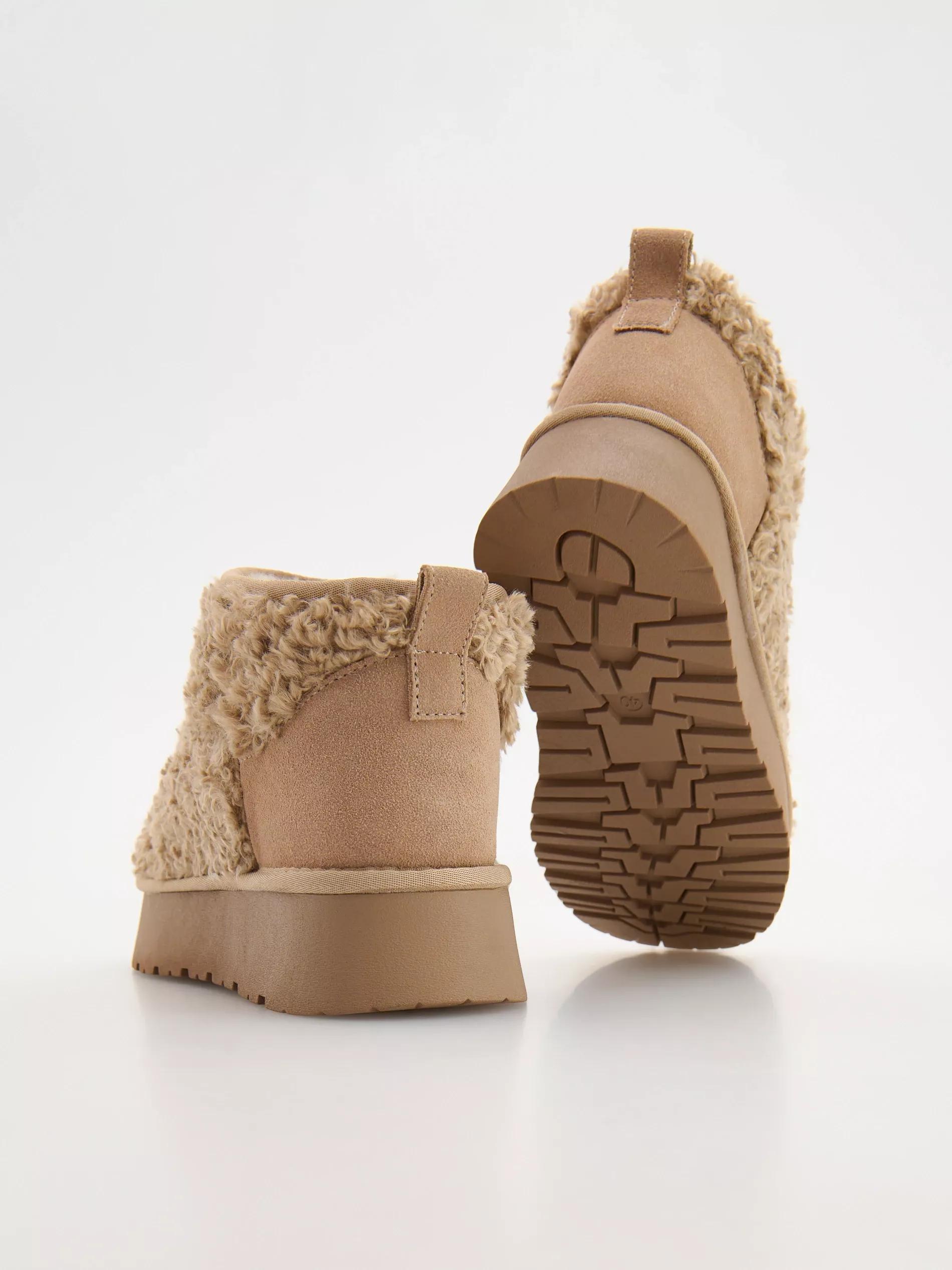 Beige Faux Shearling Snow Boots, , large image number 3