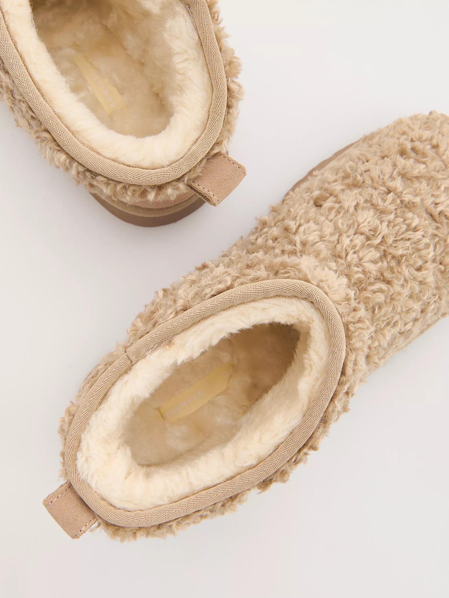 Beige Faux Shearling Snow Boots, , large image number 4