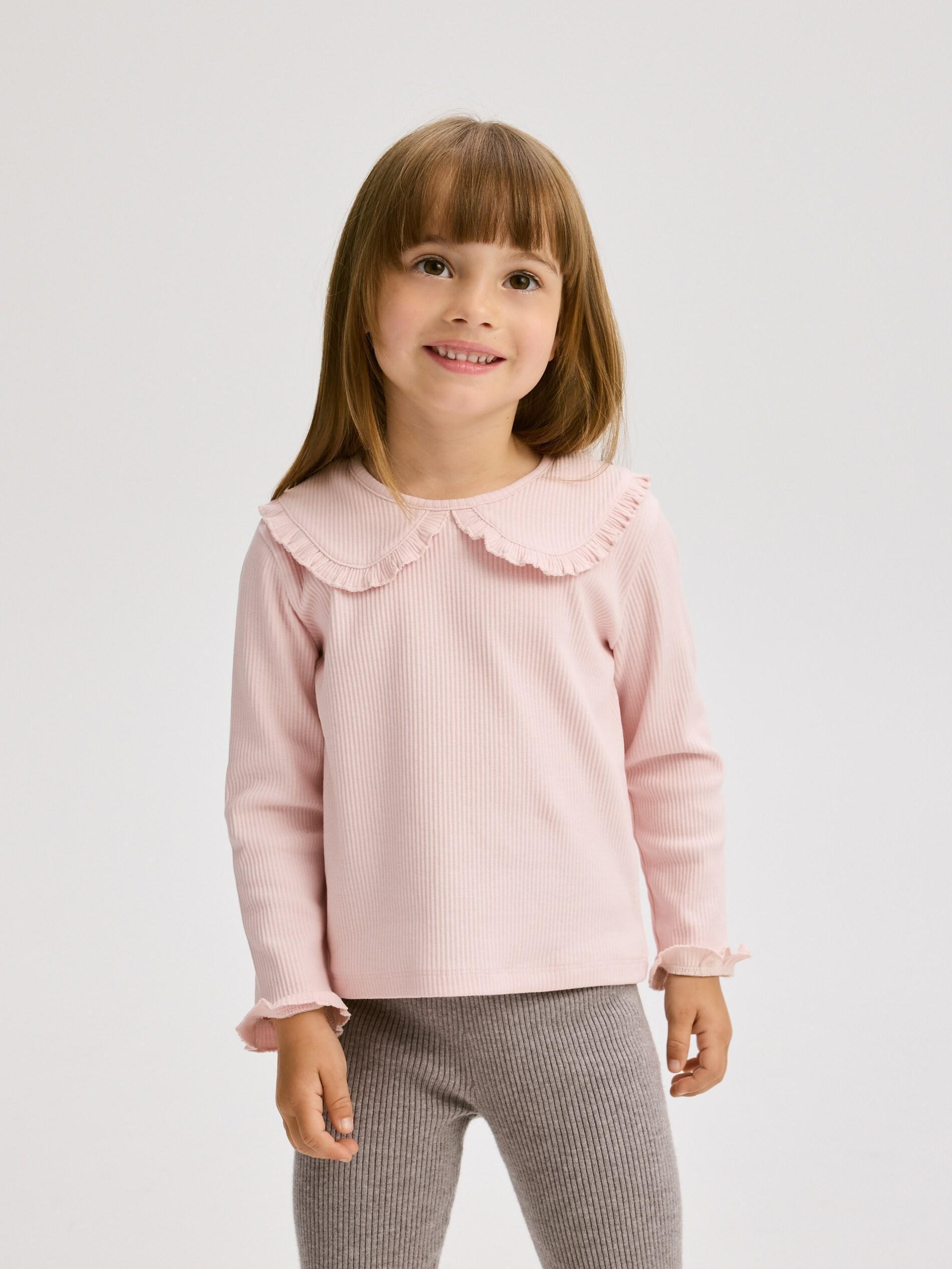 Pink Blouse With Collar, Kids Girls, Pink, medium