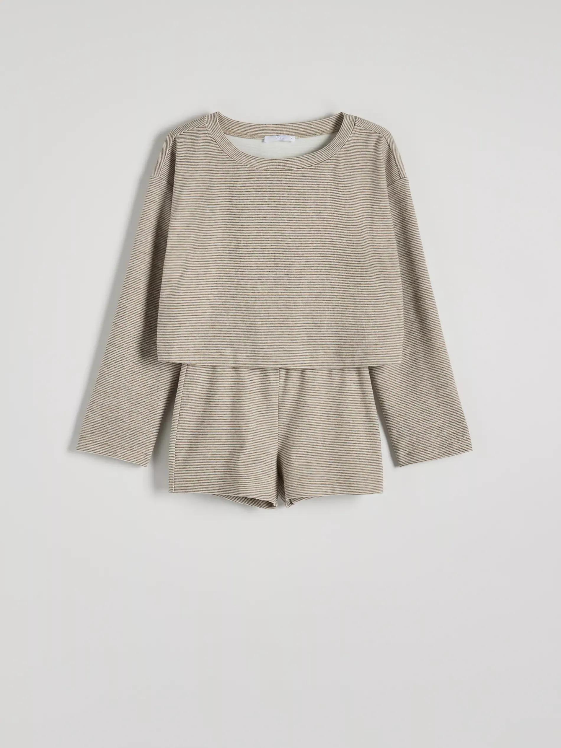 Beige Two-Piece Striped Pajamas, , large image number 4
