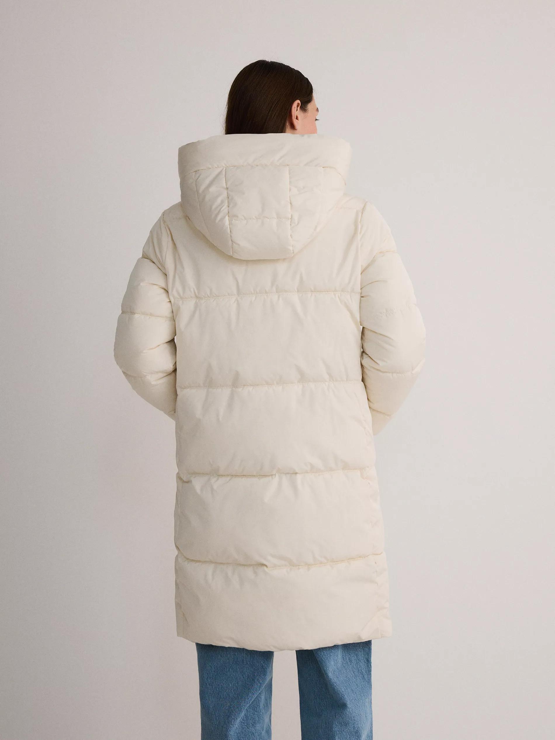 Cream Quilted Jacket With Hood, , large image number 3