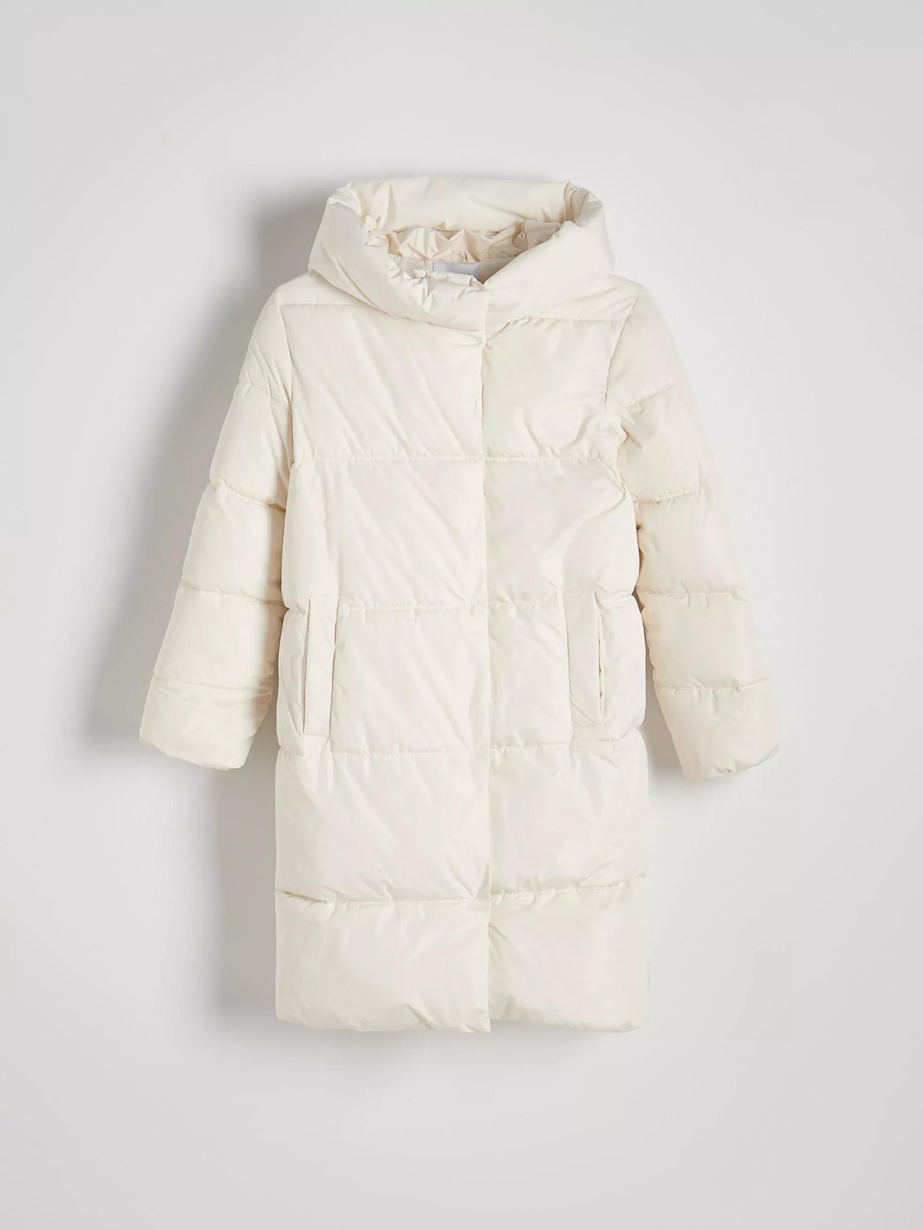 Cream Quilted Jacket With Hood, , large image number 5