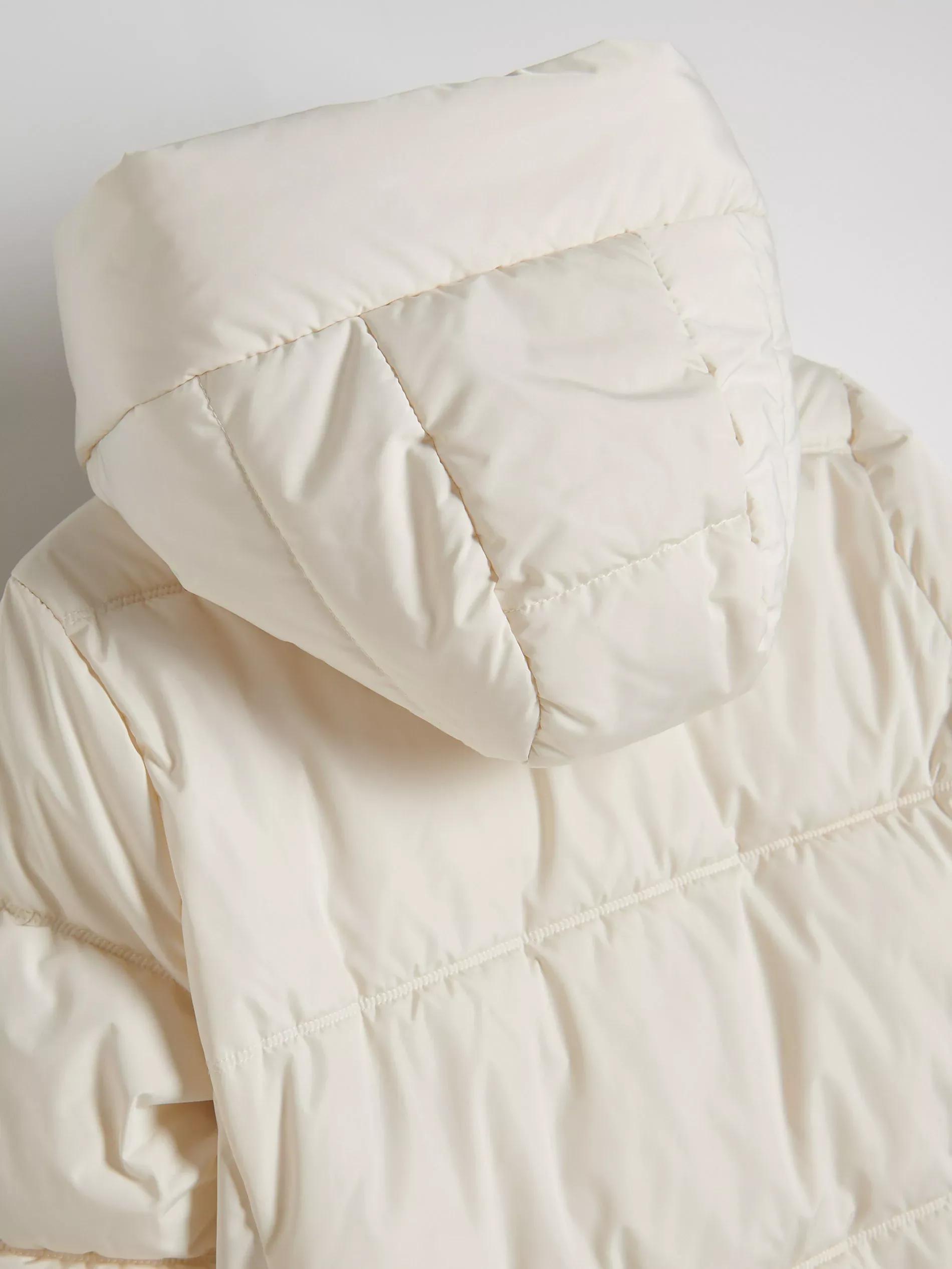 Cream Quilted Jacket With Hood, , large image number 7