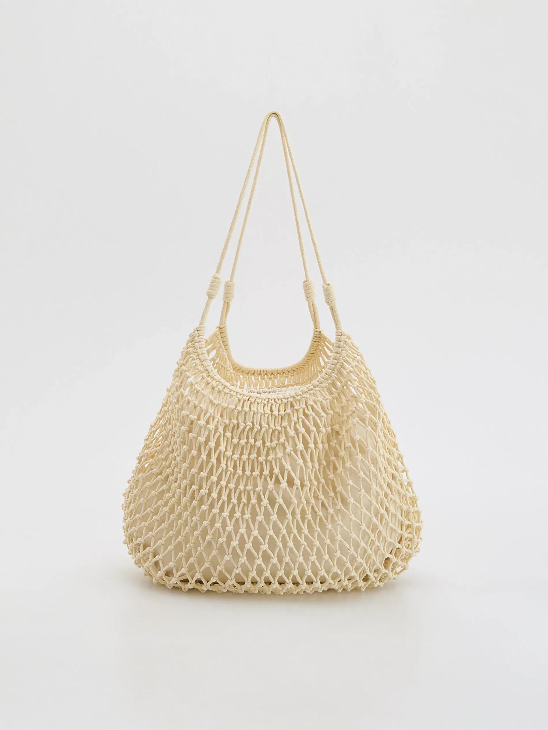 Cream Woven Bag, Ivory, large image number 1