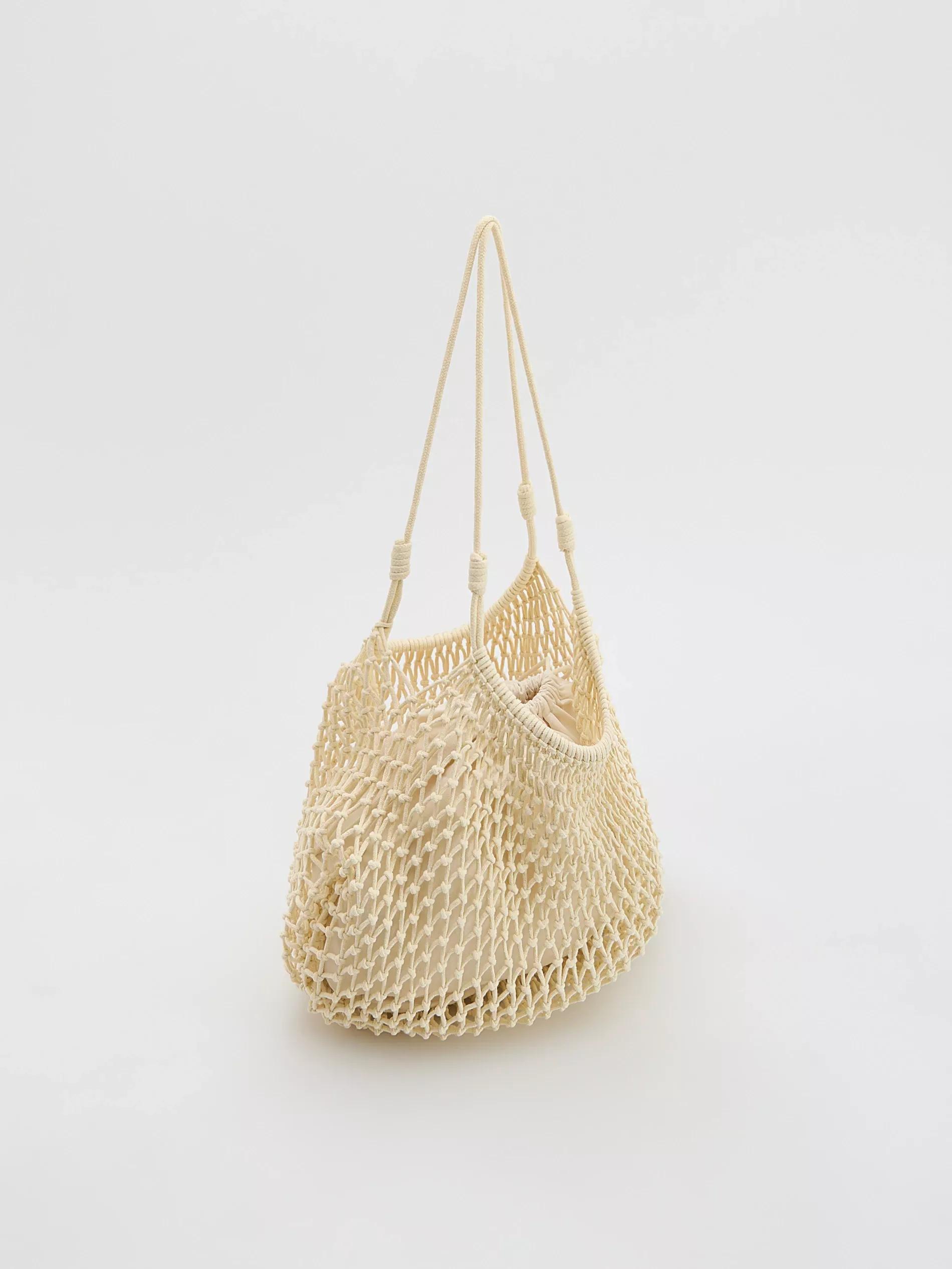 Cream Woven Bag, Ivory, large image number 2