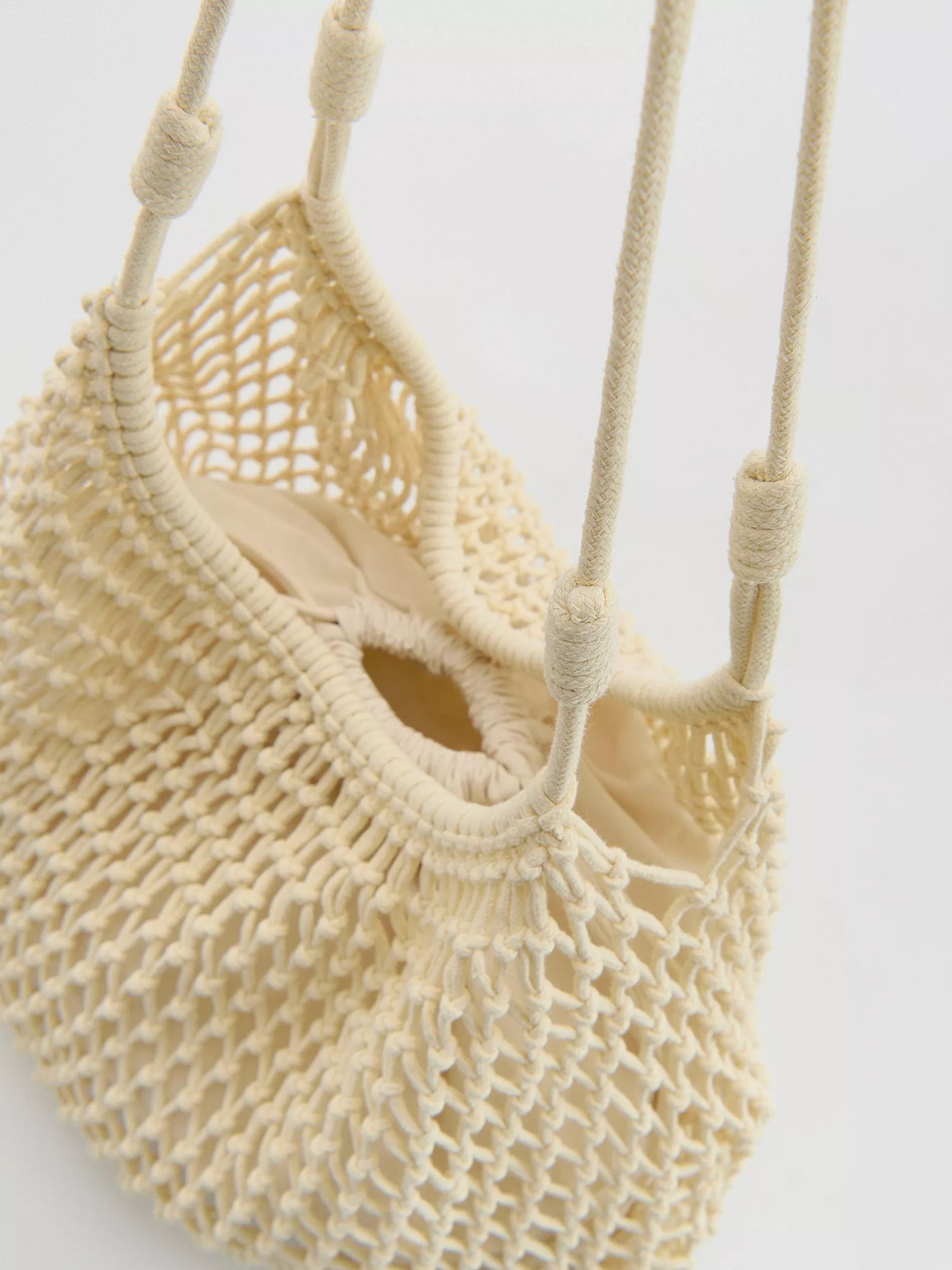 Cream Woven Bag, Ivory, large image number 3
