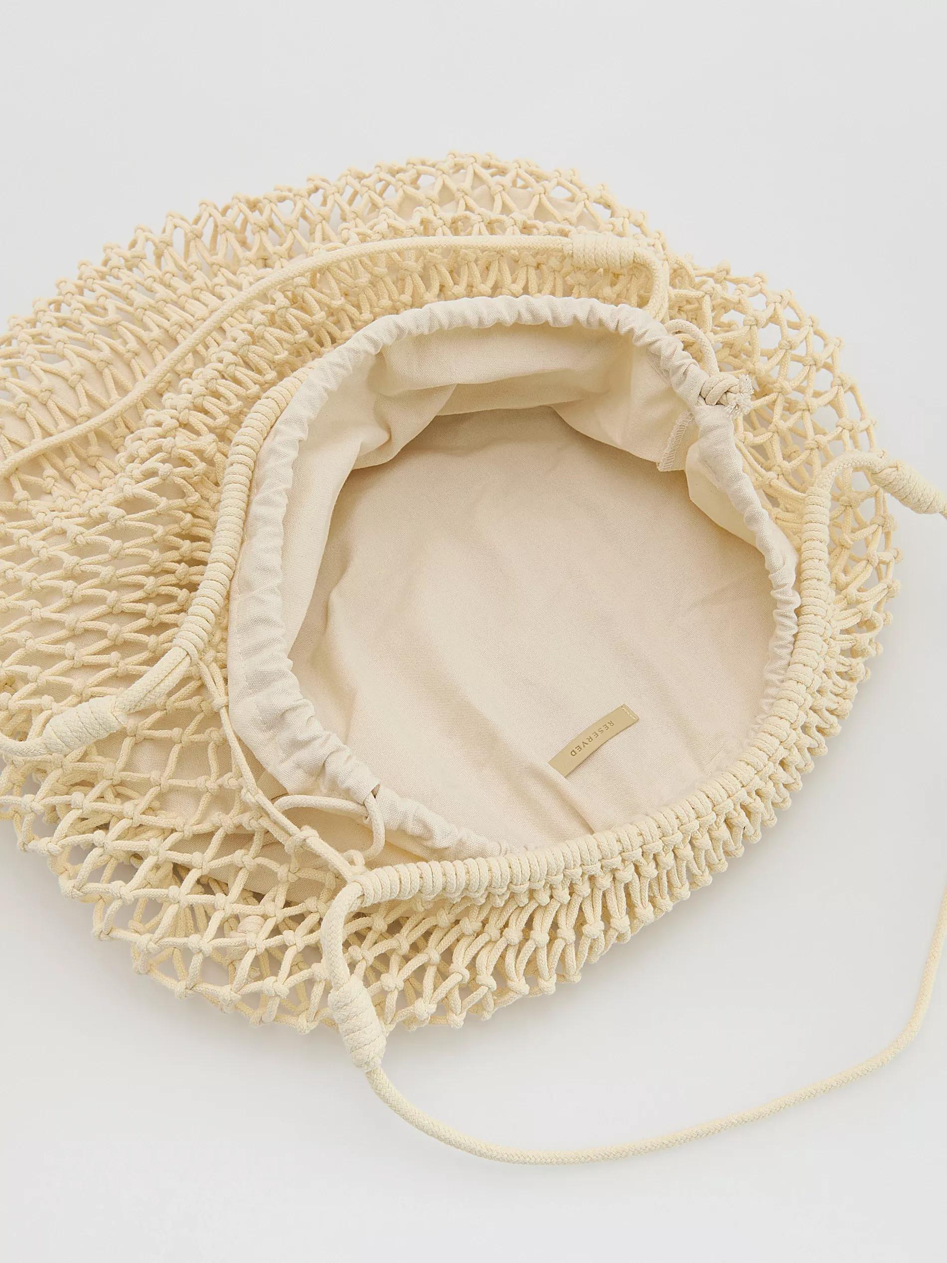 Cream Woven Bag, Ivory, large image number 4