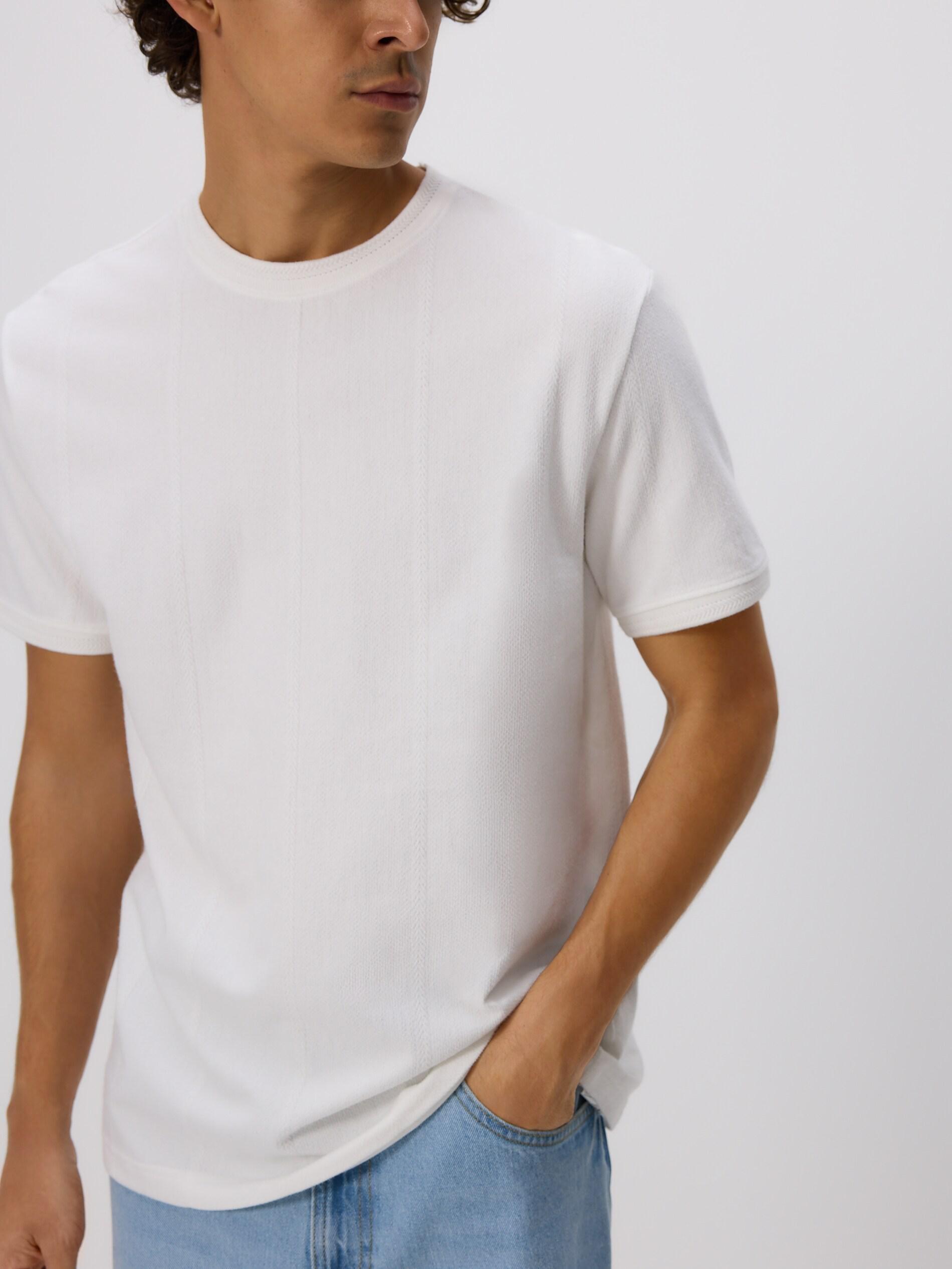 CREAM Comfort fit structural fabric T-shirt, Ivory, medium
